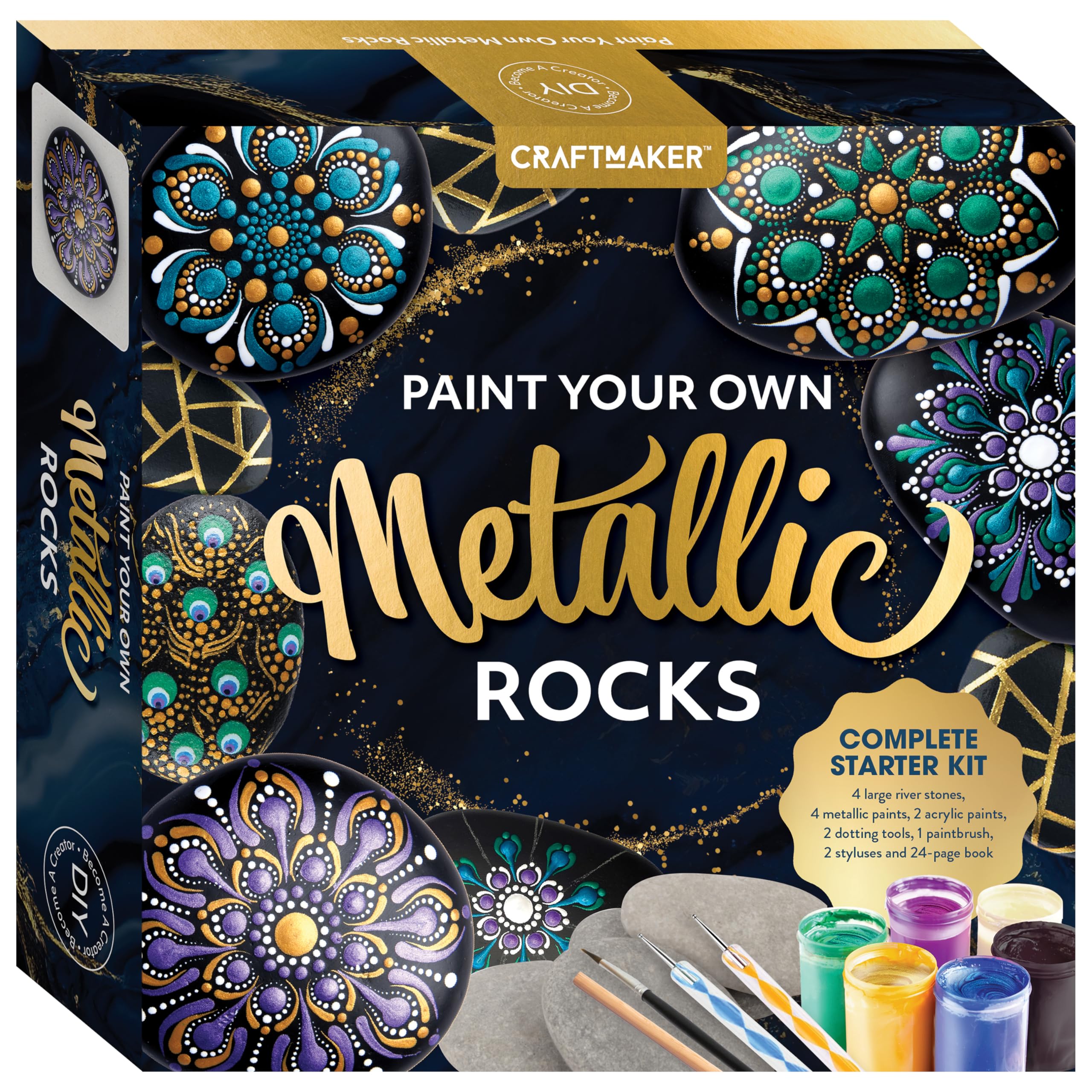 Craft Maker Paint Your Own Metallic Rocks (Rock Painting Kit)