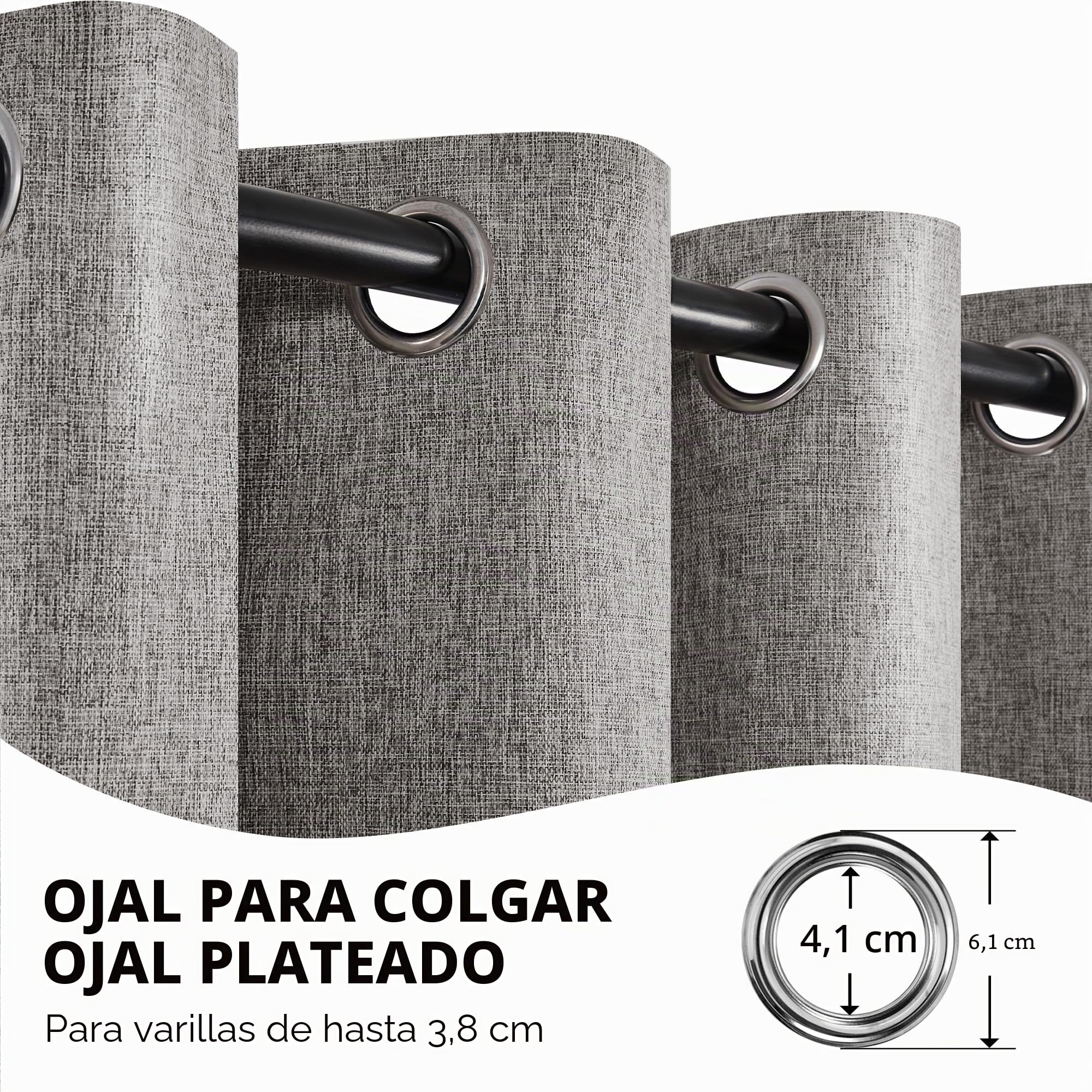 Deconovo Cortinas Opacas para Salón y Dormitorio 100% Opacas, Cortinas Térmicas Aislantes Frío y Calor, Textura Lino con Ojales, Marrón, 140x260 cm, 2 Piezas
