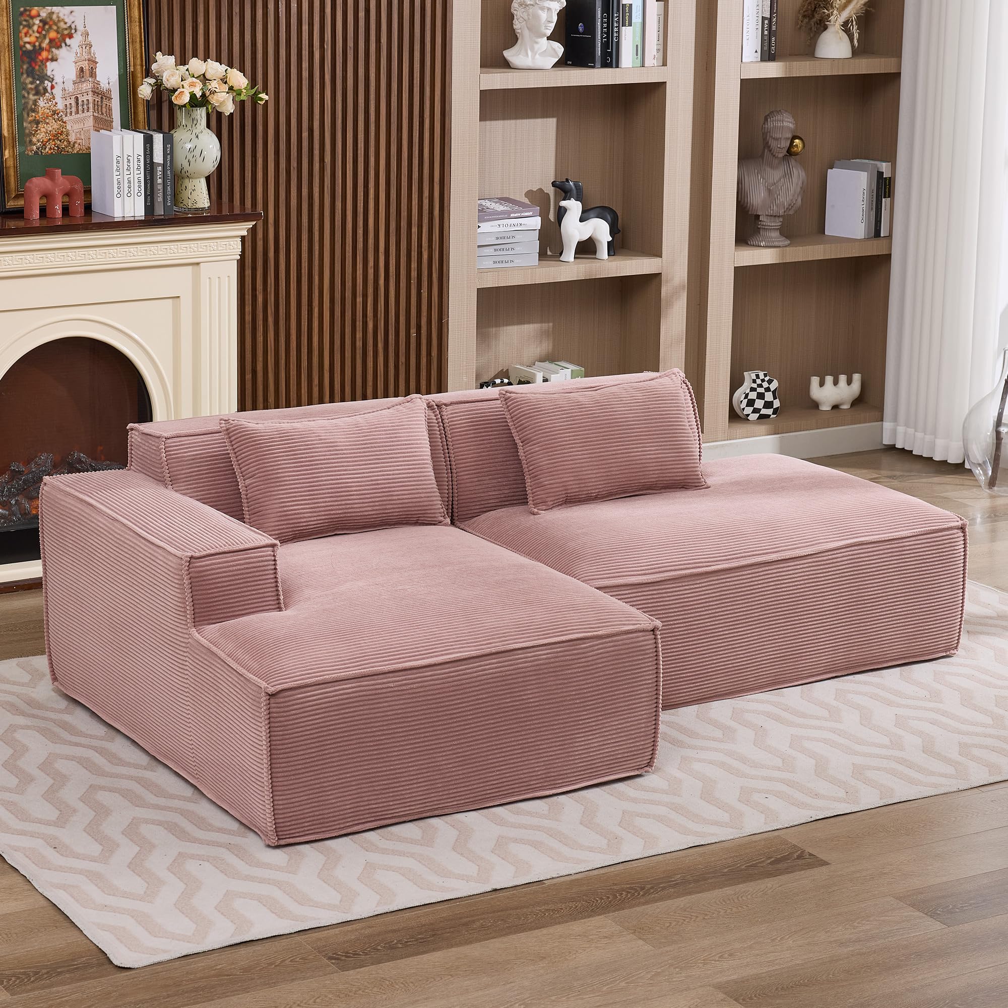 Generisch Sofá de tela de 235 cm con 2 fundas de almohada para salón o oficina