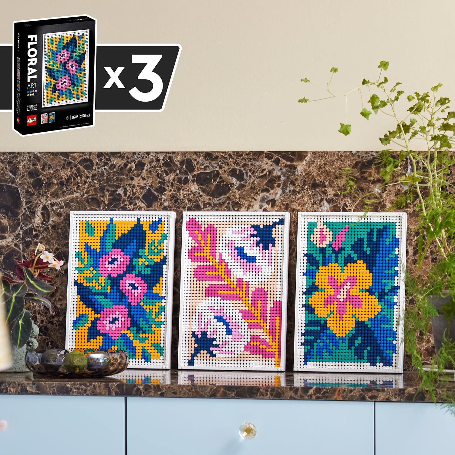 LEGO Art Floral Art 31207 Building Kit; Makes a Meaningful Gift for Flower Lovers; A Stress-Relieving Way to Spark Joy with a Personalised Hobby Project for Adults (2,870 Pieces) - Image 5