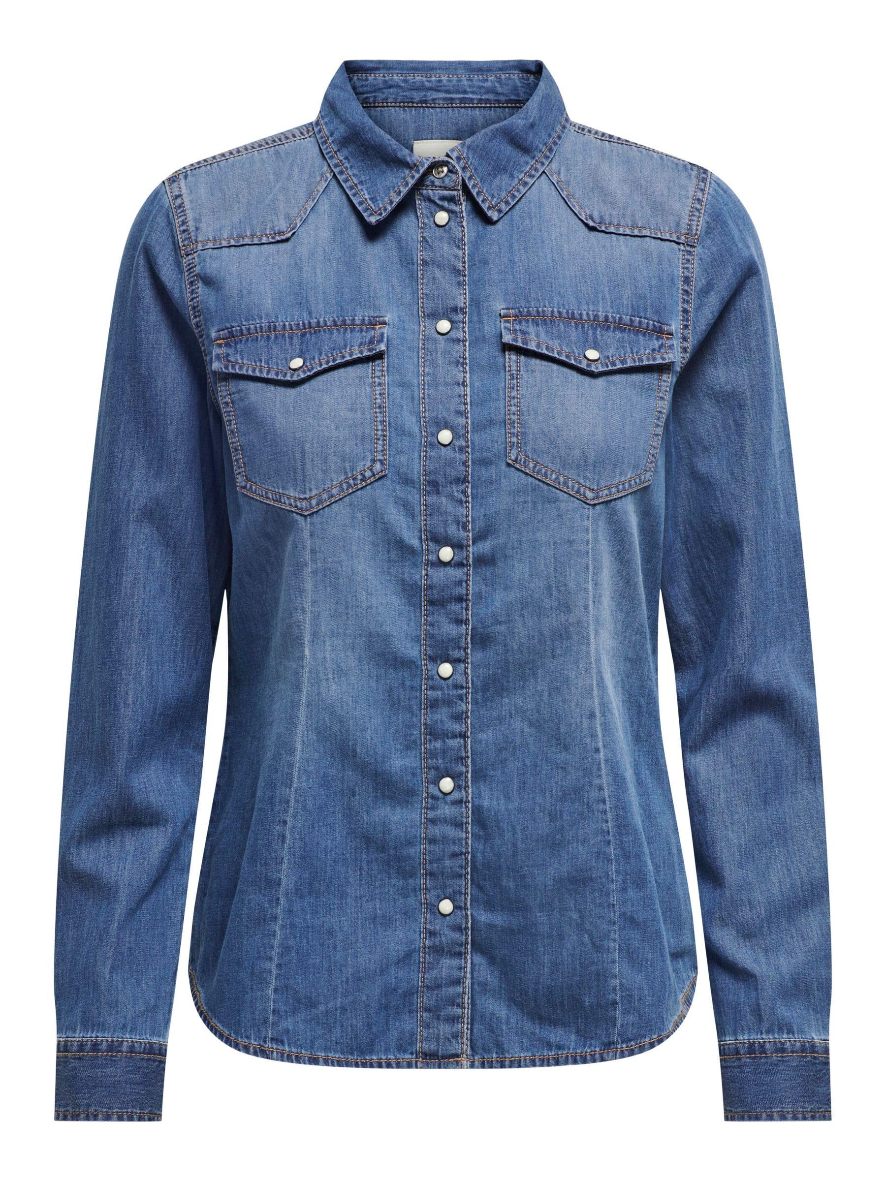 ONLY Female Onlalexa Jeanshemd Camicia da Donna, Media Blu Denim, M