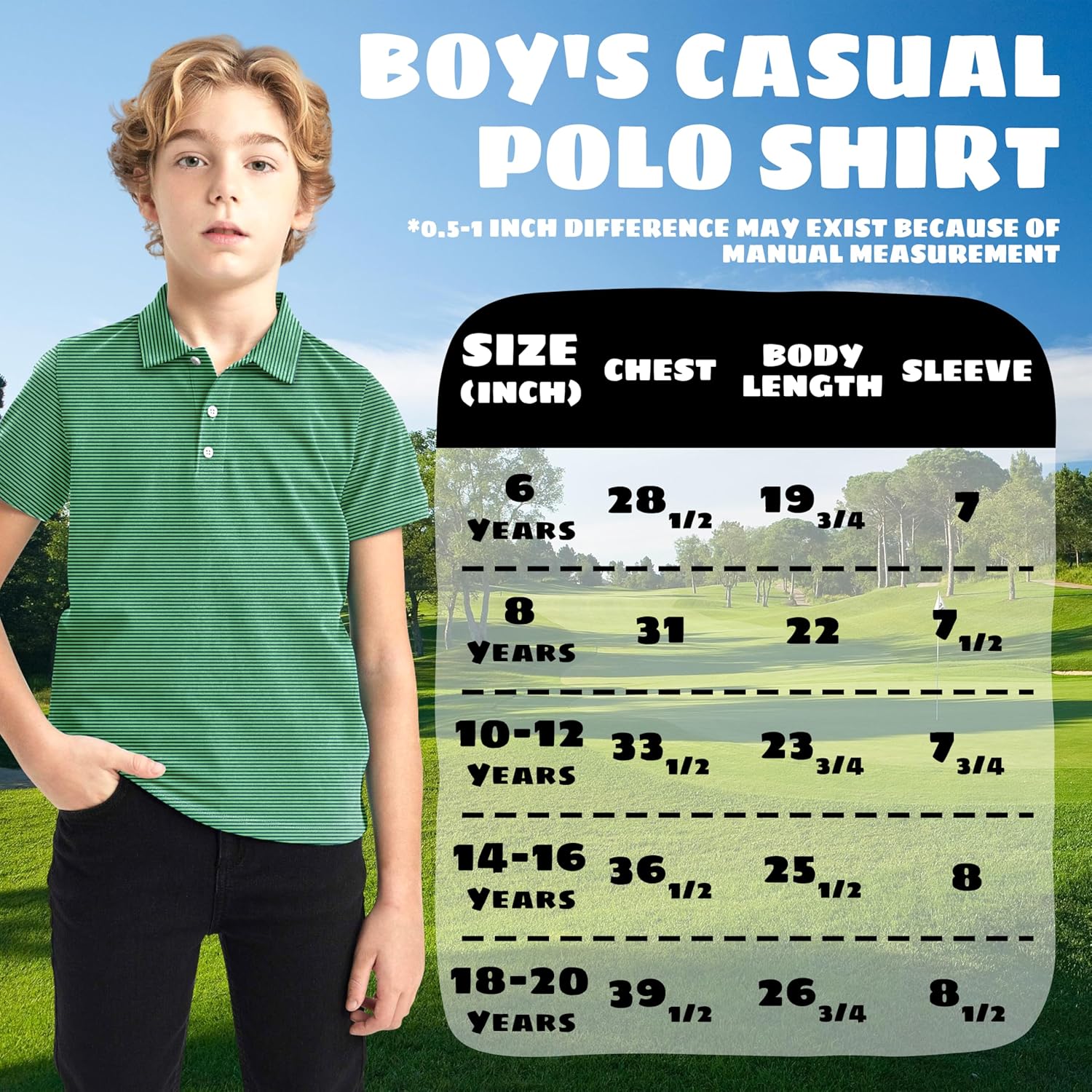 Boys Polo Shirts Short Sleeve Striped Performance Moisture Wicking Dry Fit Golf Shirts for Boys Youth Kids - Image 7