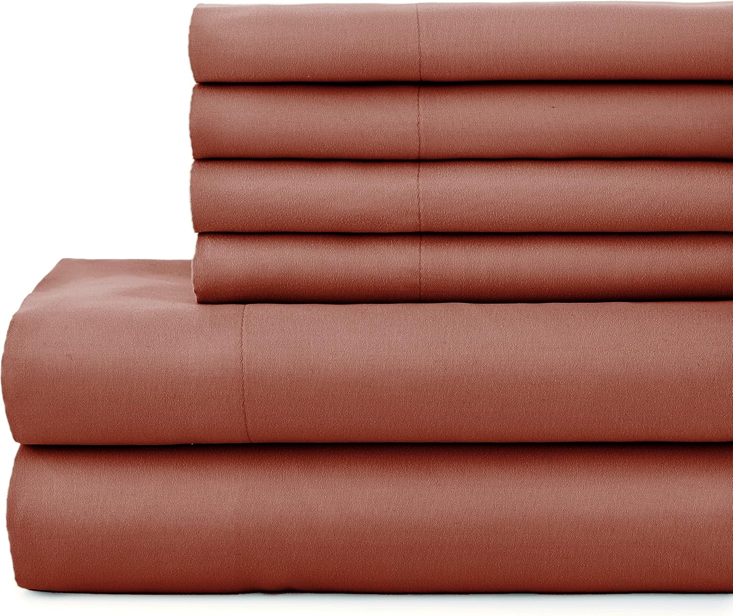 Premium Collection, 6-Piece, Deep Pocket Sheet Set, Easy Care, Shrinkage Free Sheet Set with 1 Flat Sheet, 1 Fitted Sheet, 4 Pillowcases, Marsala, Full
