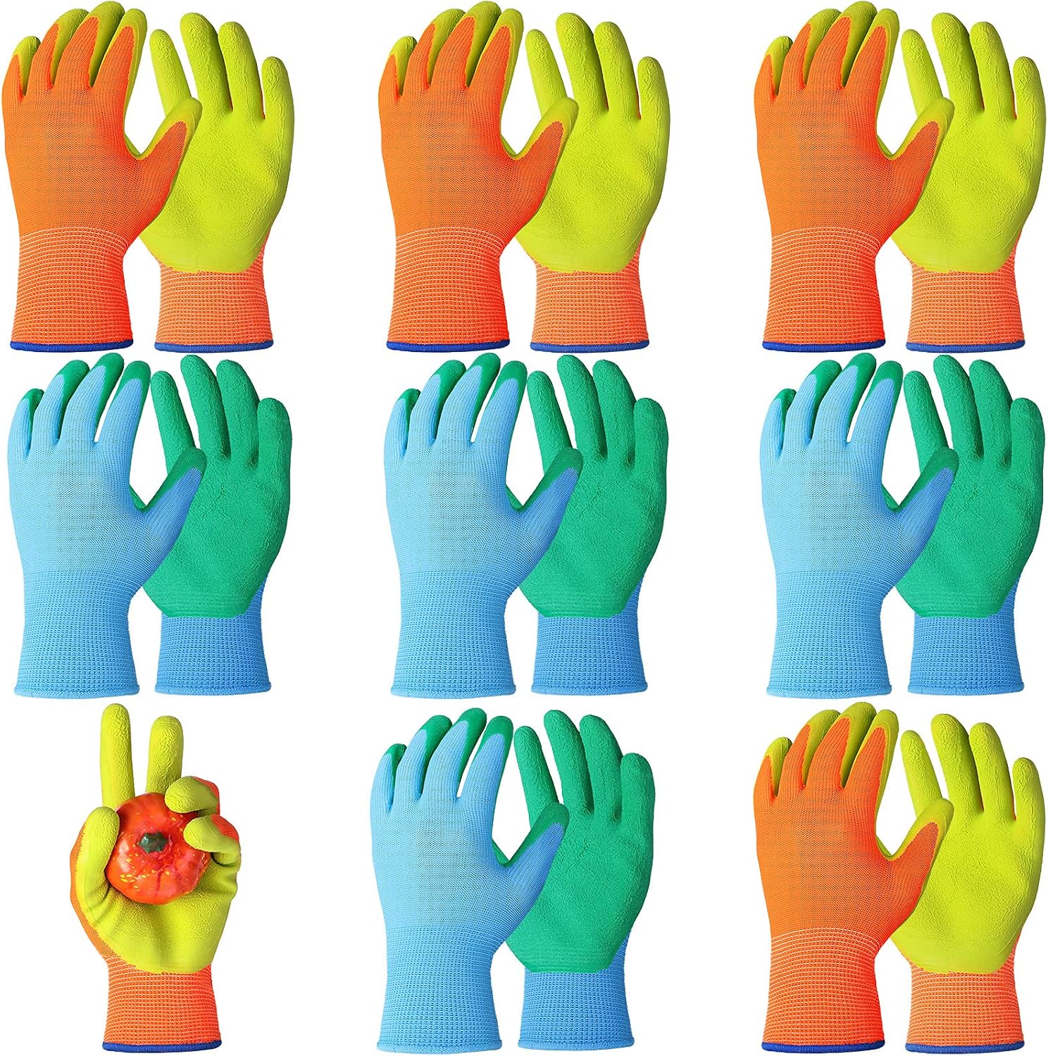 8 Pairs Kid Gardening Gloves for Aged 7-10 Yard Work Protective Gloves Soft Safety Rubber Glove for Toddler Boys Girls Yard Work Activity