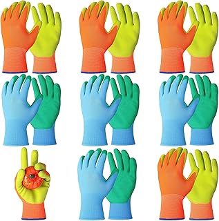 Yetene 8 Pairs Kid Garden Gloves Children Rubber Gardening Protective Gloves for Toddler Boys Girls Yard Work Activity(Blu...