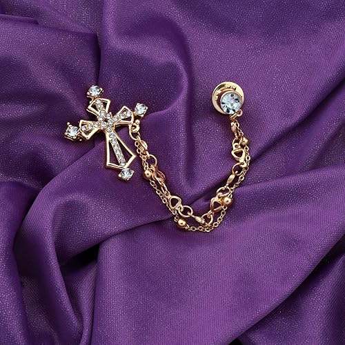 Miniatura 5 de Broche de cruz cristiana con cruz de circón y circonita cúbica, cruz cruzada, cruz de solapa, broche de cristal de diamantes de imitación, regalo