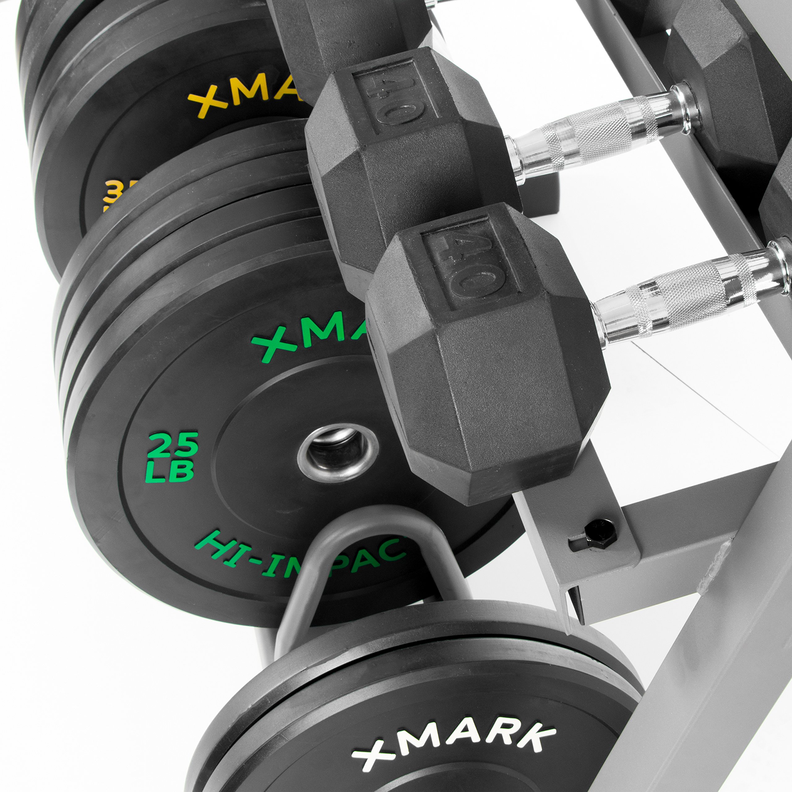 XMark Dumbbell, Weight Plate, Bumper Plate, and Bar Storage, Patented