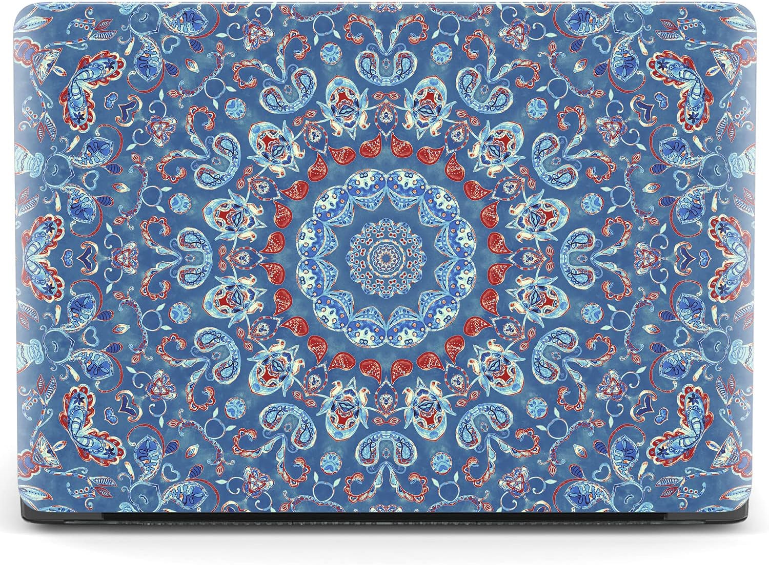 Mertak Hard Case Compatible with MacBook Pro 16 14 Air 15 13 inch M3 M2 M1 Mac 2024 2023 2022 2018 Plastic Protective Paisley Bohemian Indian Touch Bar Clear Laptop Print Blue Vintage Pattern