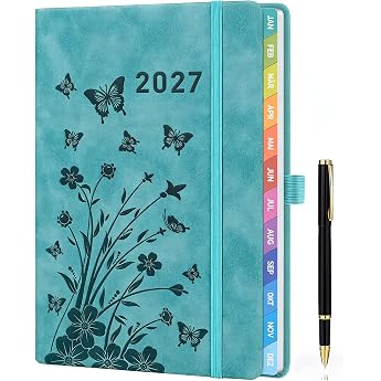 Diary 2027 A5 Turquoise - Book Calendar 2027 A5 1 Week 2 Pages, Calendar 2027 Book Calendar, Weekly Planner 2027, Agenda 2027
