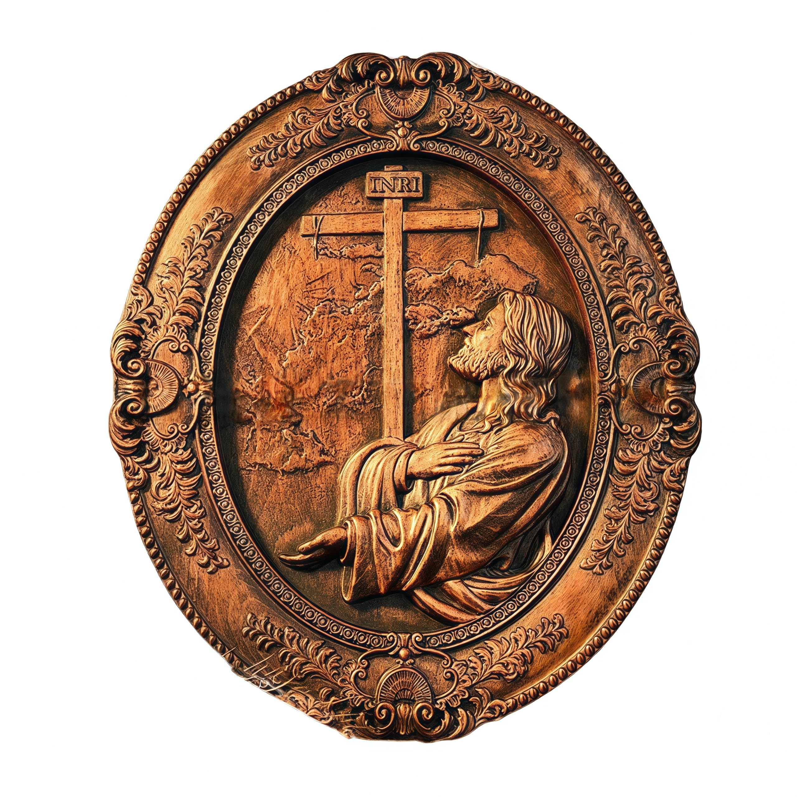Sculpture murale en bois sculpté à la main de Jésus Christ art haut de gamme HOLSM-III