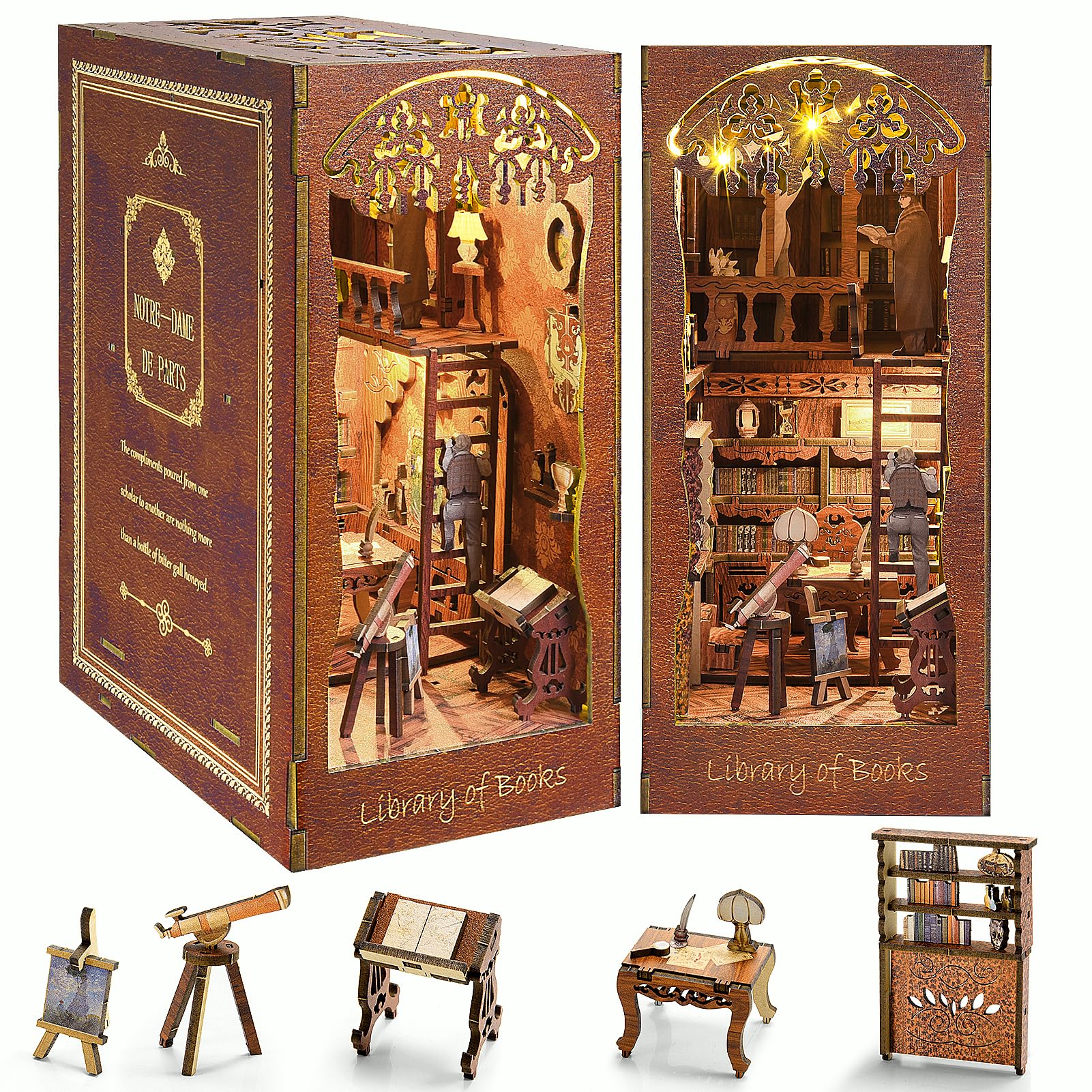 Kit de rincón de libros de bricolaje, soporte para libros, soporte para libros, Booknook Ahilmrn Kit de casa en miniatura 3D rompecabezas de madera modelo Kit de construcción Kit de rincón de libros de bricolaje, soporte para libros, soporte para libros, Booknook Ahilmrn Kit de casa en miniatura 3D rompecabezas de madera modelo Kit de construcción