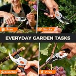 8.5" Bypass Pruning Shears, 3/4" Cut Capacity for Stems & Branches | Sharp Japanese Steel & Anti-Rust Titanium Blade, Non-Slip Soft Grip Pruners, Weak Hand Arthritis Garden Clippers (Black)