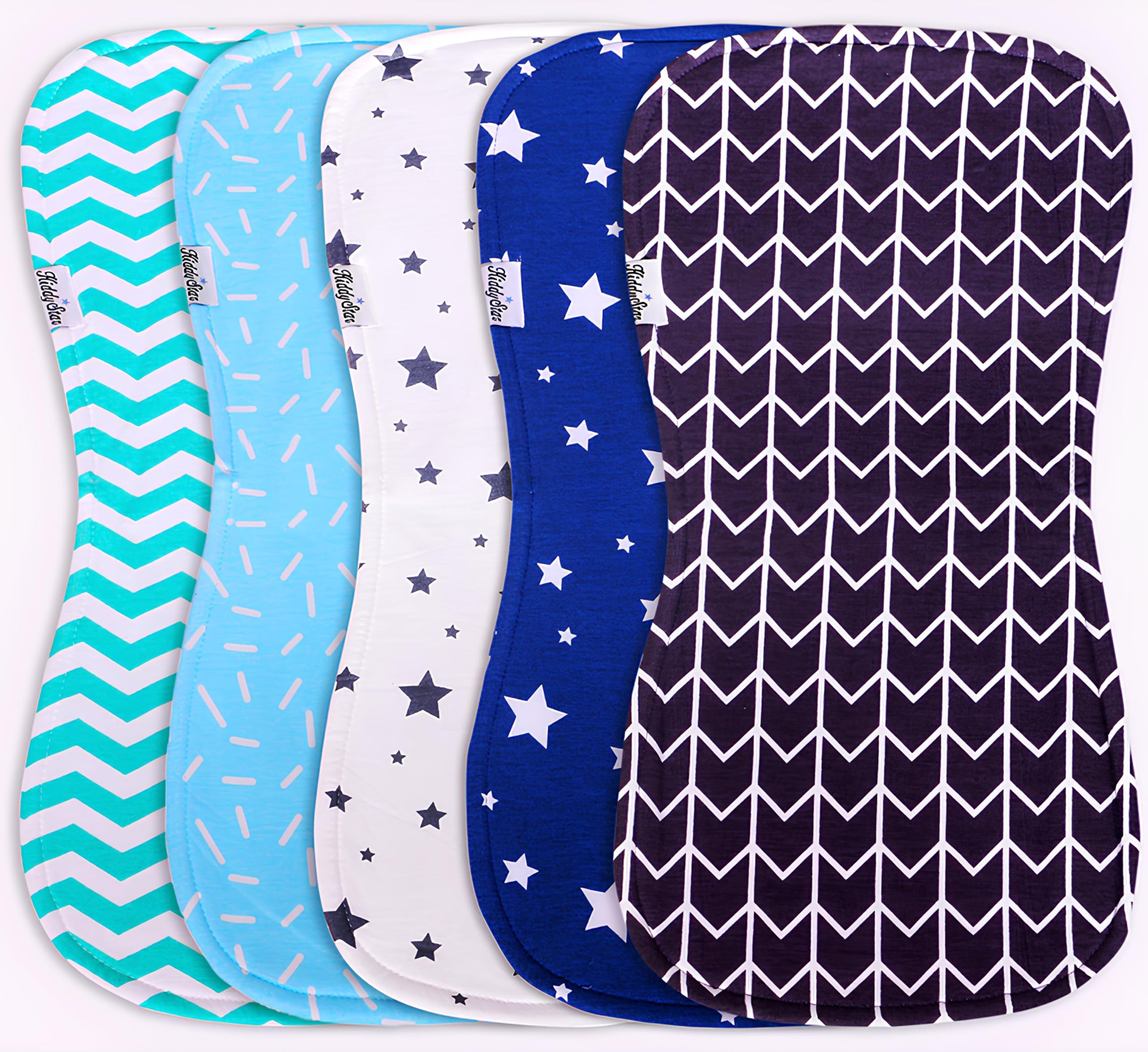 KiddyStar 5-Pack Organic Cotton Burp Cloths – Large, Ultra-Soft 3-Layer Towels for Burping, Shoulder & Hand Use, Highly Absorbent