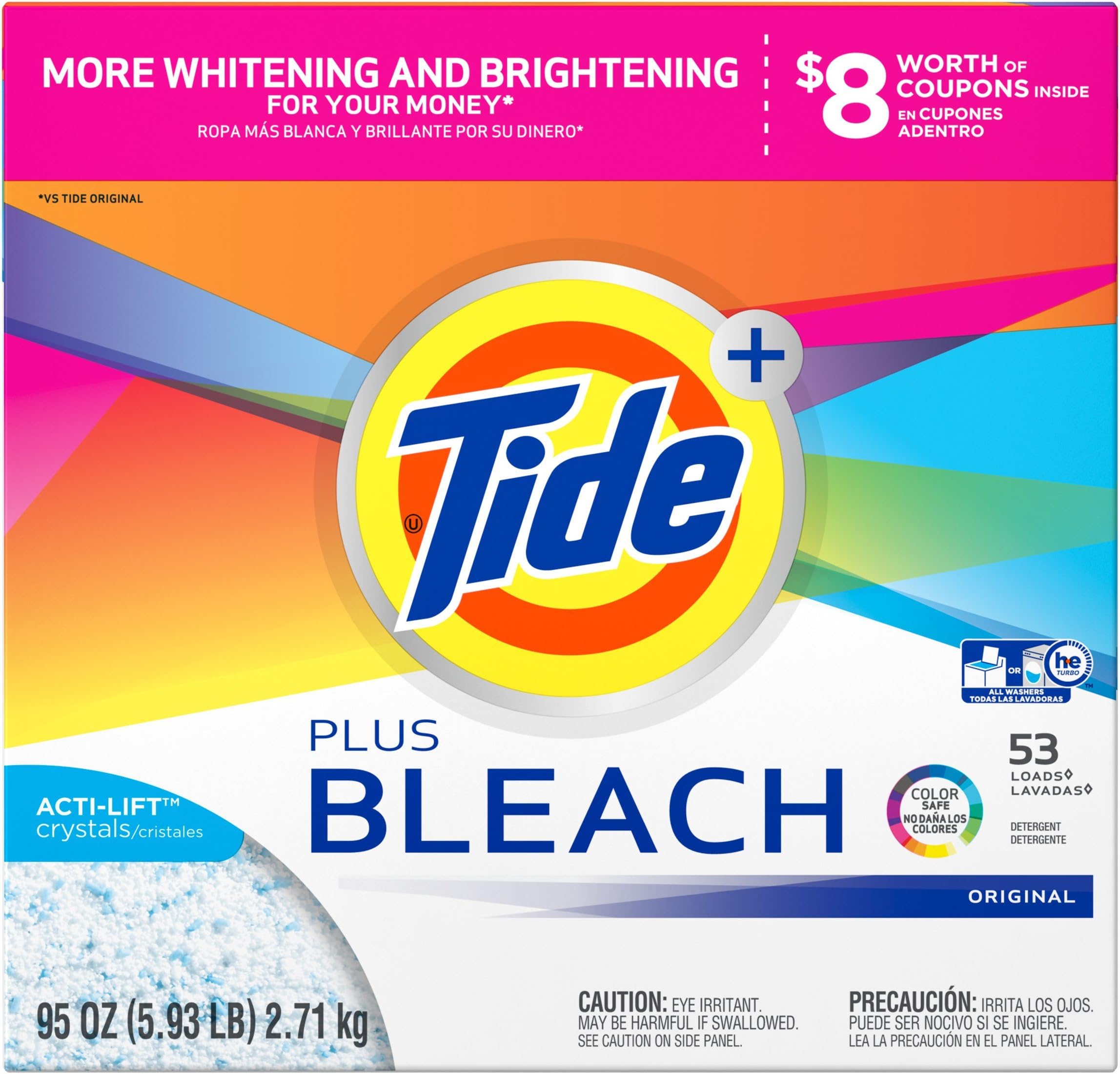 Laundry Detergent with Bleach Powder, Orange, Original, 95 Ounce (Packaging May Vary)