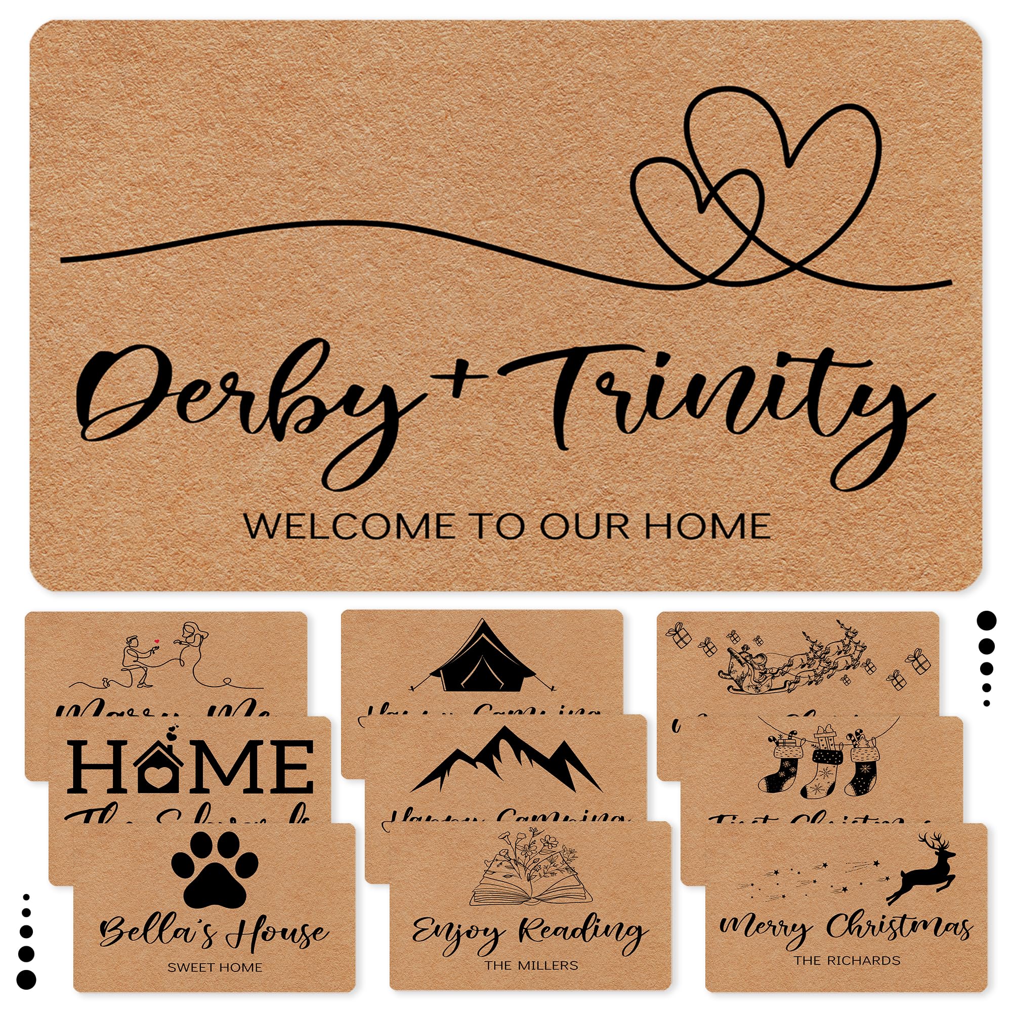 Personalized Front Door Mat Outside Entrance, Custom Your Text Welcome Doormat, Front Door Mat Outside Entrance Personalized with Text & Pattern, Custom Indoor Outdoor Entrance Door mats