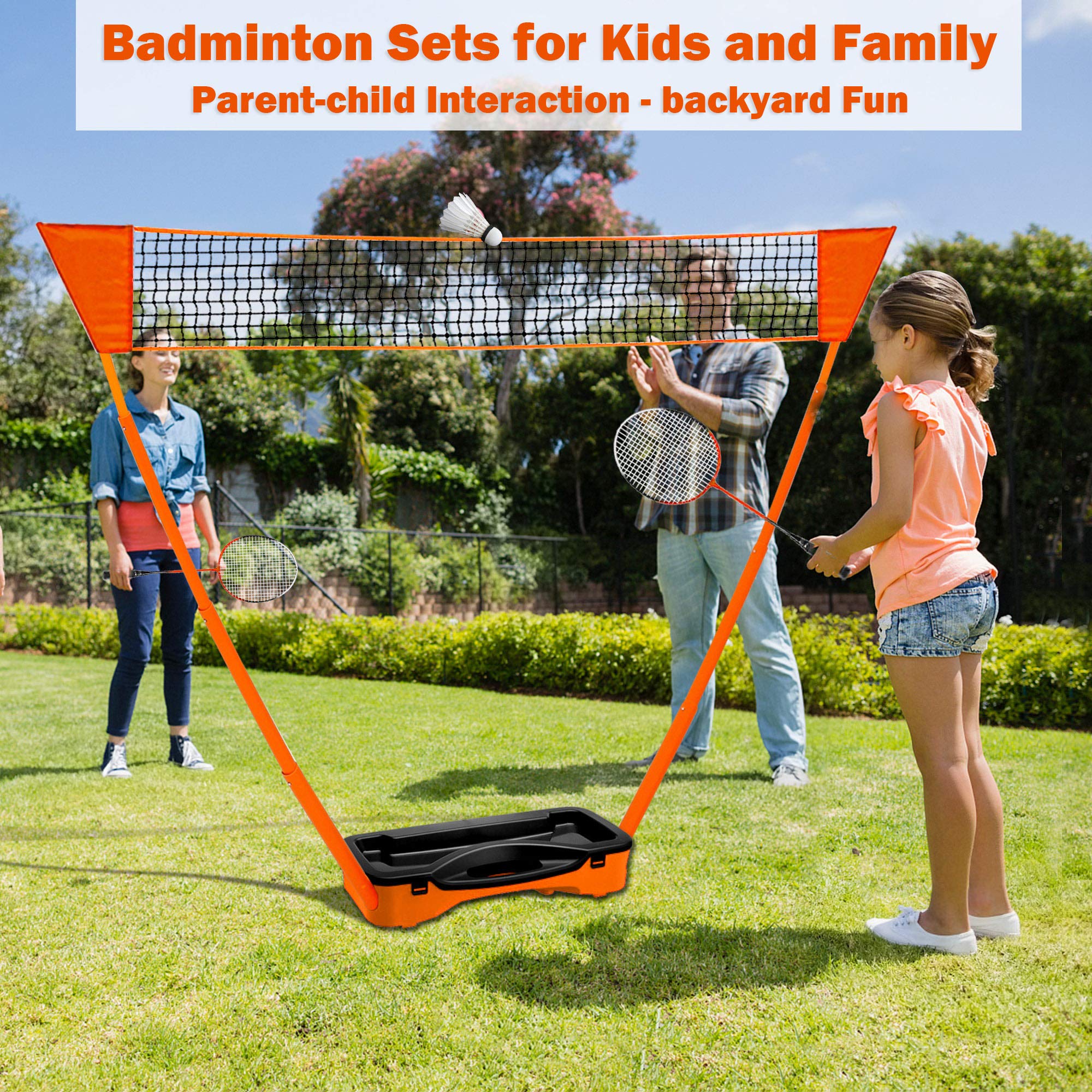 COLOR TREE Portable Badminton Net Set for Kids and Adults - Outdoor Backyard Park Beach Family Fun, Adjustable Height 10x5ft Net, Easy Set Up