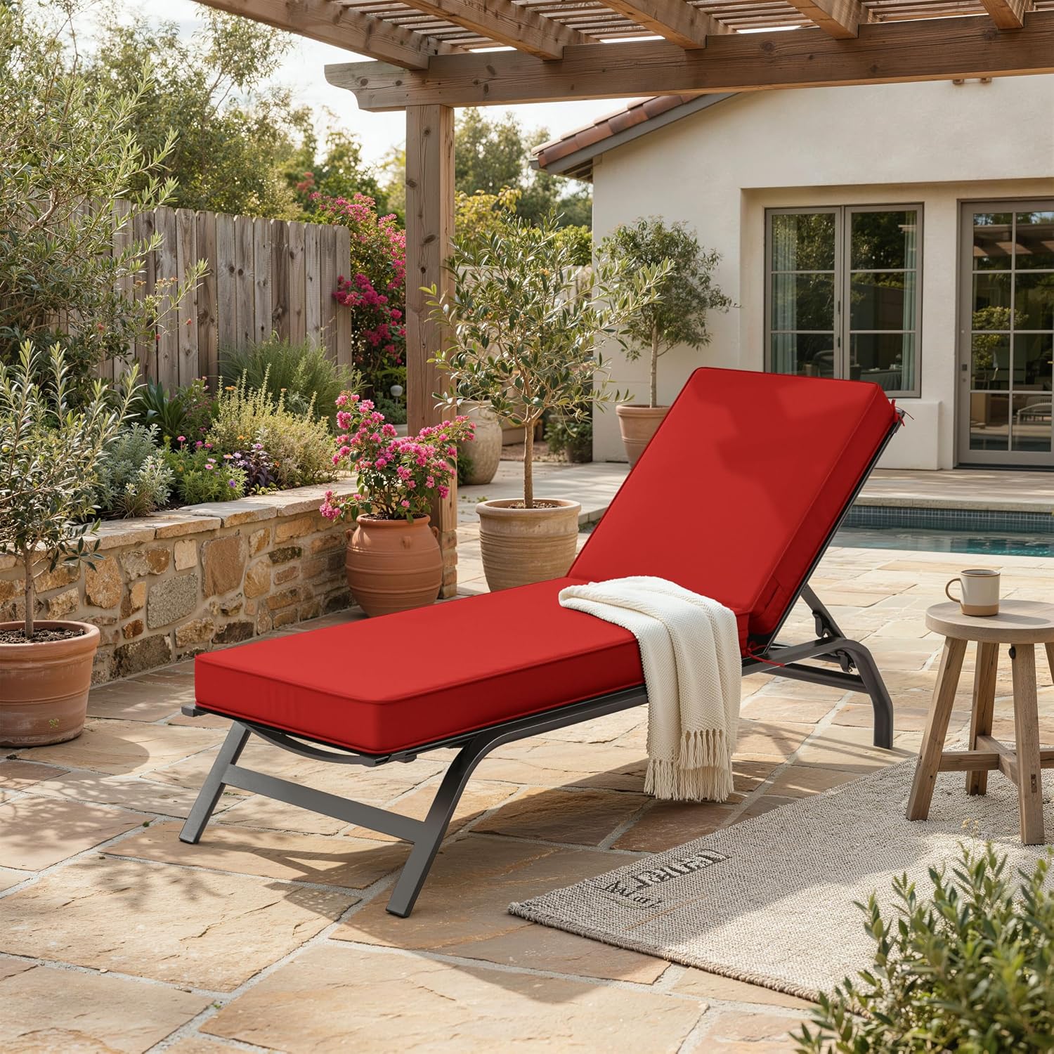 Chaise Lounge Cushions Outdoor, 72" L X 21" W X 4" D Lounge Chair Cushions for Outdoor Furniture, High-Density Foam Outdoor Chaise Cushion-Waterproof Fade-Resistant ThickPatio lounge chair cushion