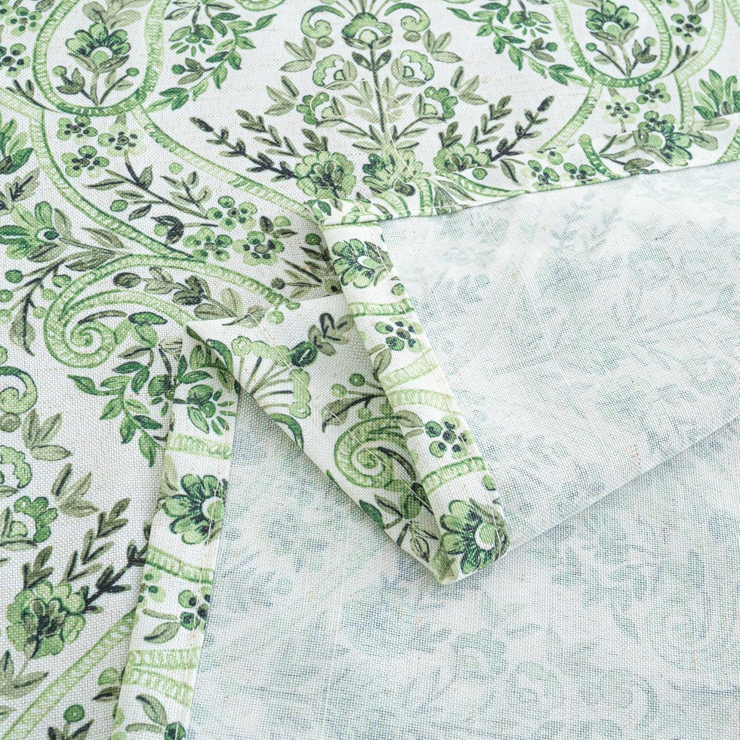 BGment Green Curtains for Living Room - Spring Leaf Floral Pattern Printed Curtains Grommet Semi Sheer Light Filtering Cottage Core Window Drapes for Farmhouse, 2 Panels, 52 x 84 Inch