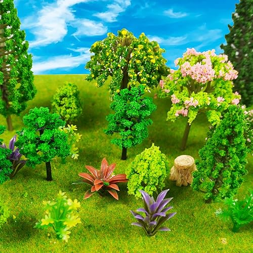 Miniatura 6 de 40 figuras de animales del bosque, 5 figuras de animales de juguete y 35 piezas de árboles de plástico mixtos para bosques para decoración de