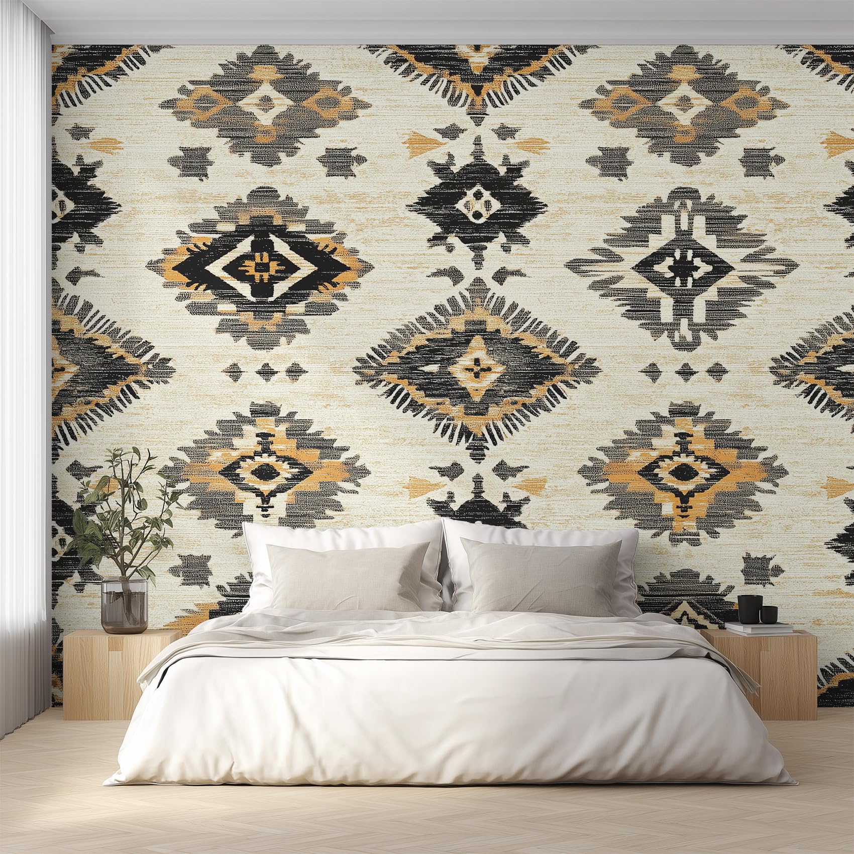 Papier peint aztèque panoramique géométrique Navajo L450 x H315 cm