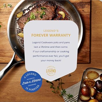 LEGEND COOKWARE 14 Piece 5-Ply Stainless Steel Cookware Set Pots and Pans Set - Induction Safe and Oven Safe to 1000 Degrees Fahrenheit - Non-Toxic and No Coating - Built to Last for Generations