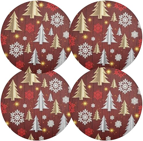 Miniatura 2 de Stylized Christmas Trees Table Place Mats, Non Slip Table Mats Round Washable for Kitchen Table one sizex1