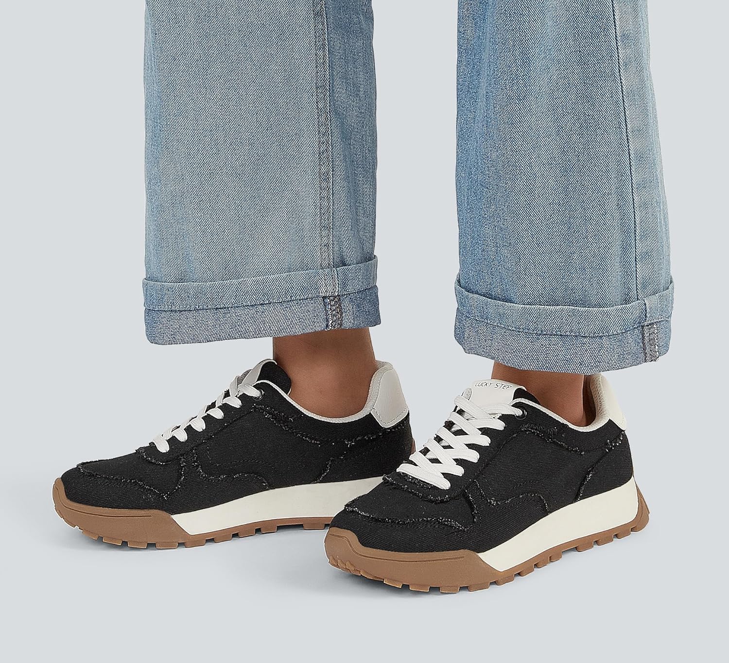 LUCKY STEP Women's Platform Canvas Sneaker Casual Lace-up Stylish Tennis Running Retro Classic Trainers Walking Fashion Sneakers - Image 2