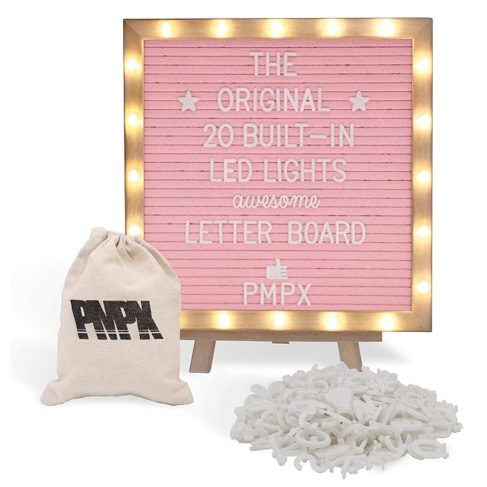 Buy Letter Board THE ORIGINAL Pink Felt Board with Stand, Builtin LED