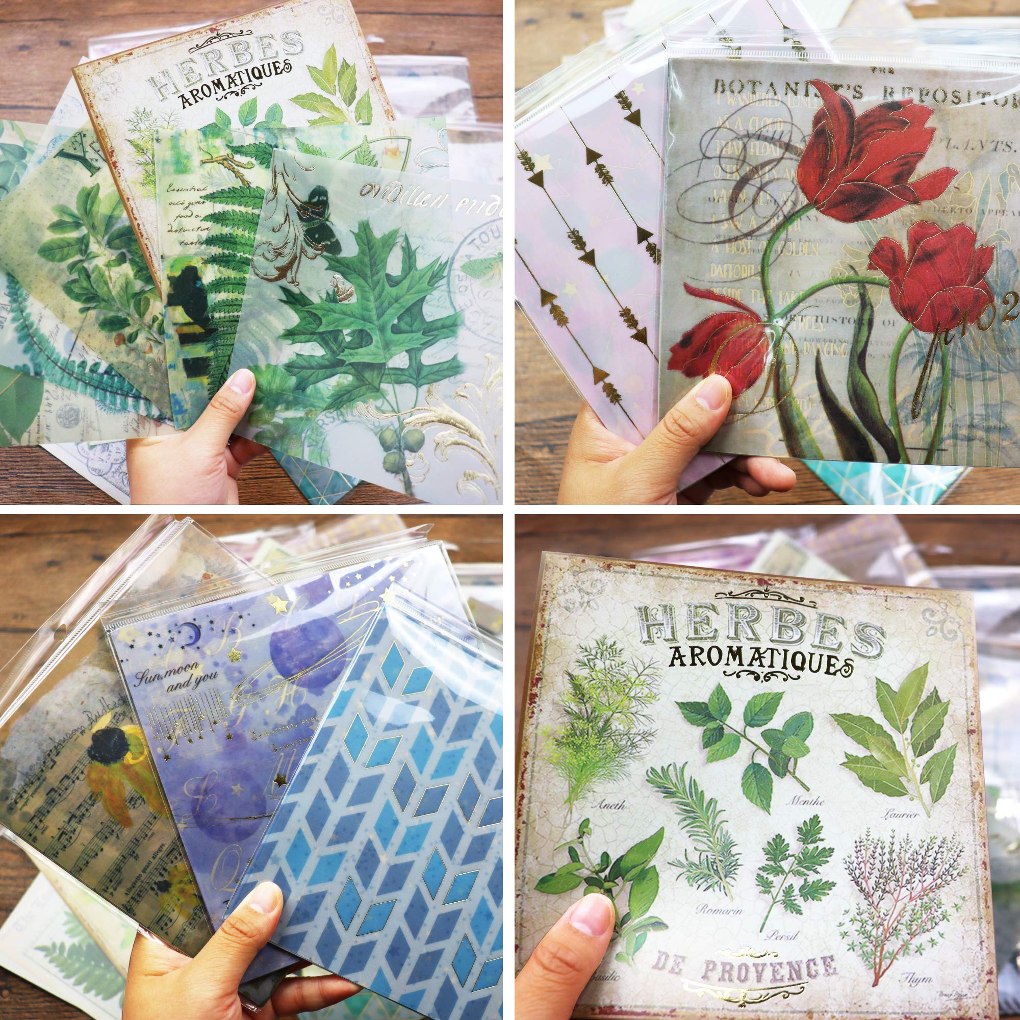 Zestaw materiałów do tworzenia kartek z dziennikiem śmieci, od CATaireen, scrapbooking, zdobienia, kolaż, decoupage sztuka rzemiosło dla dorosłych, duży notatnik podróżny TN, vintage, złoty papier Washi, efemera, opakowanie 120 szt