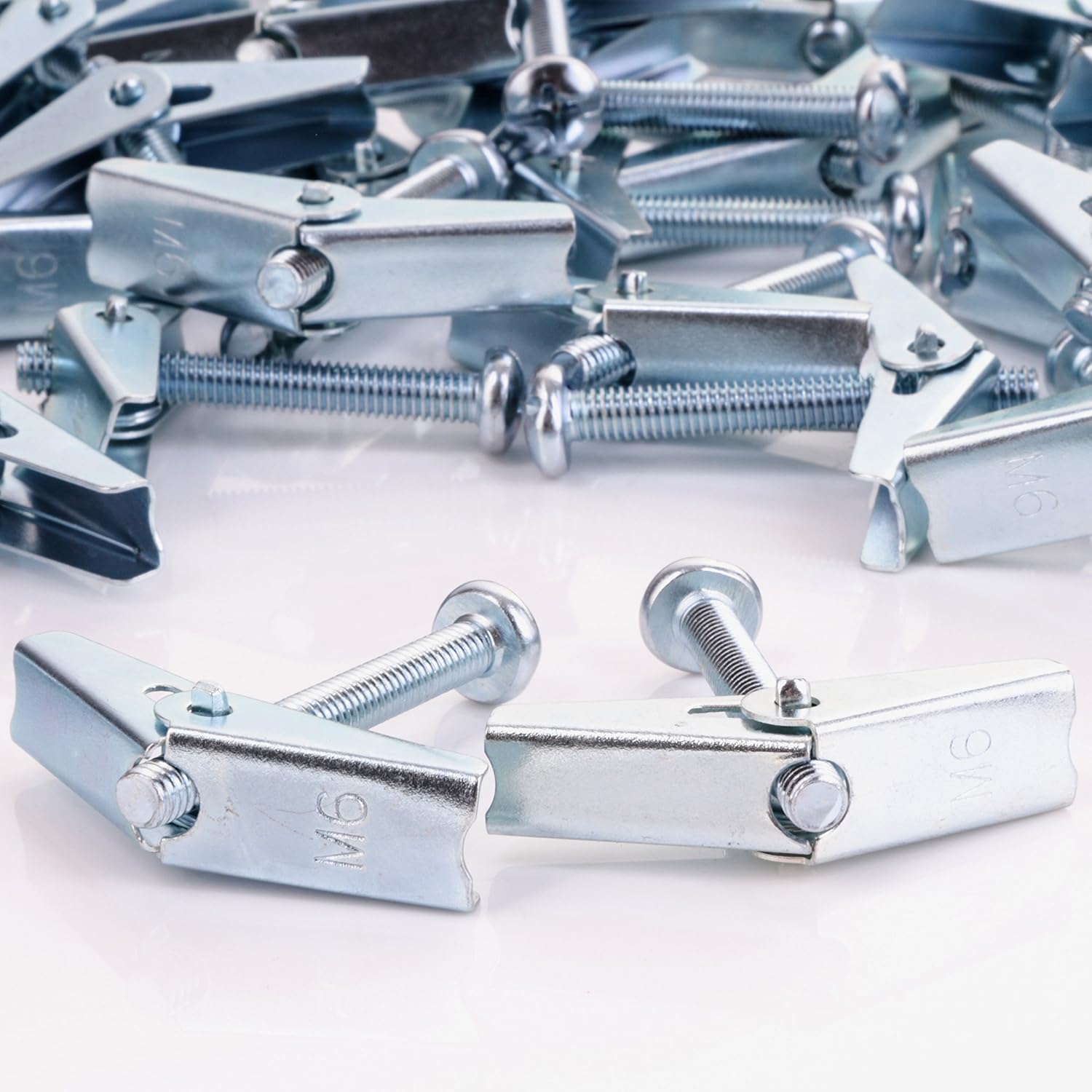 50x Large M6 x 50mm Spring Toggle & Screw Hollow Plasterboard Cavity