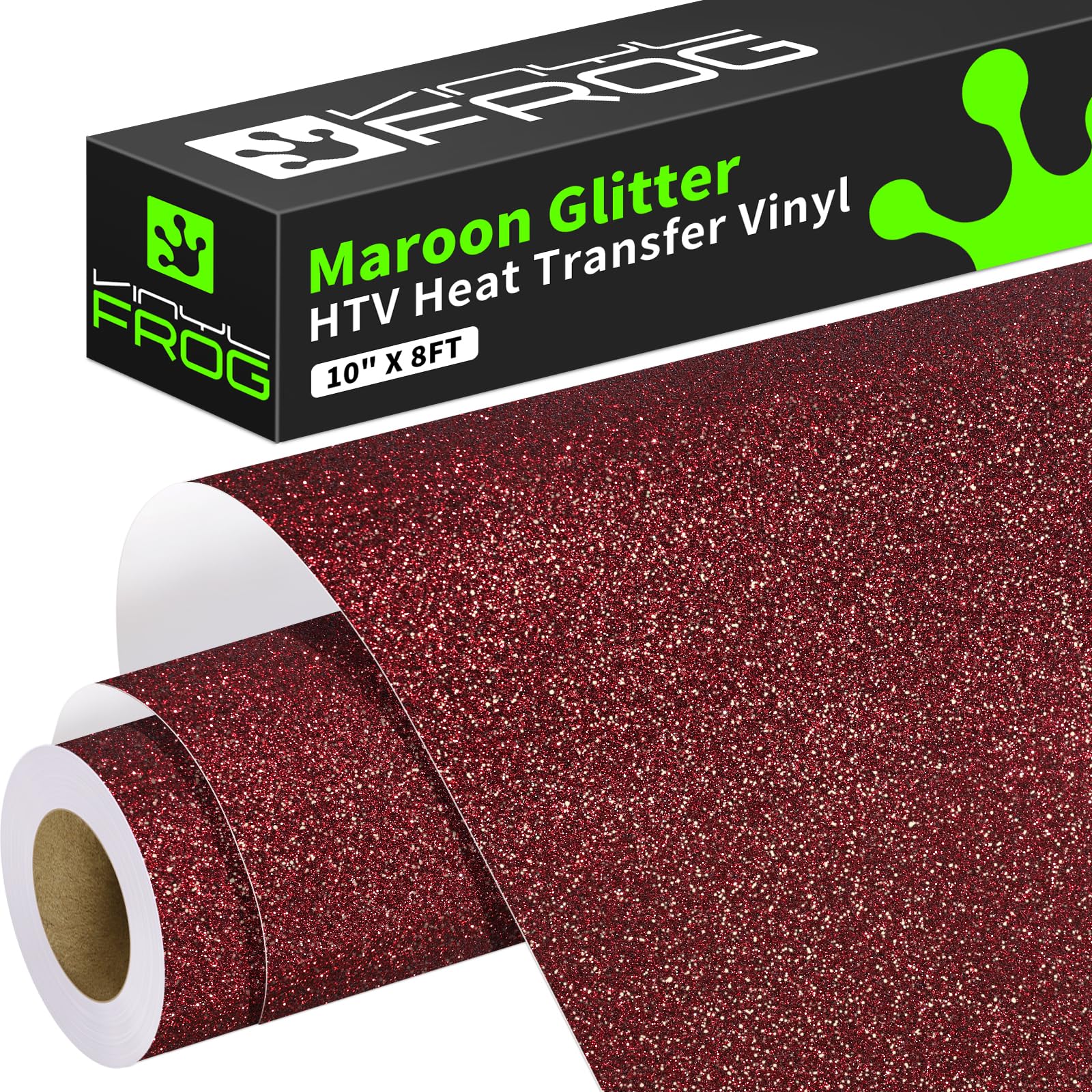 VINYL FROG Maroon Glitter HTV Vinyl Roll 10" x8ft Shimmer Iron on Vinyl