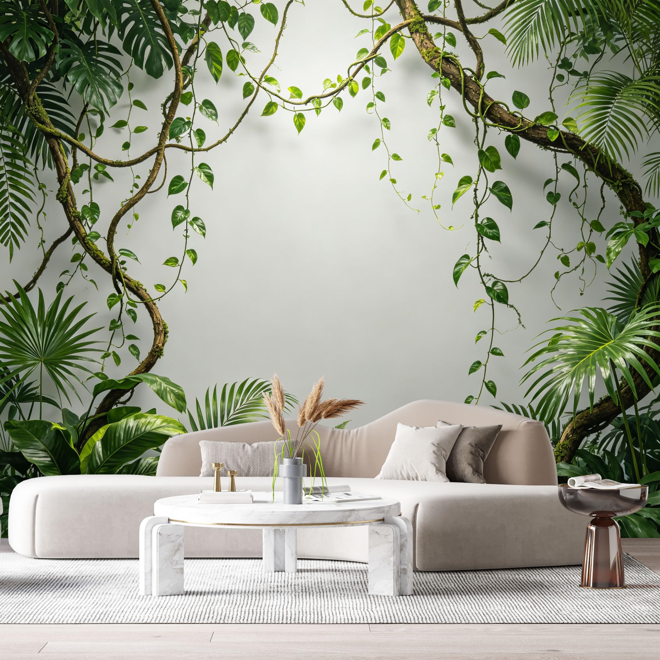 Custom Size Wall Murals Tropical Jungle Botanical Green Leaves Vines Lush Forest SelfAdhesive Wall Fabric Removable Large Wallpaper for Photo Living Room