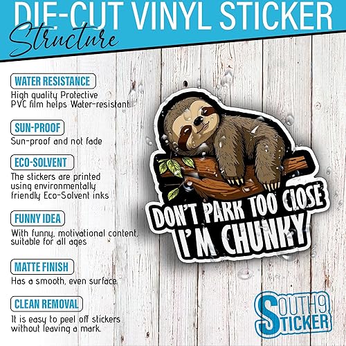 Miniatura 3 de (3 unidades) Don't Park Too Close I'm Chunky Pegatina Linda Divertida Perezosa Conductora Automóviles de 4 pulgadas Impermeable Vinilo Troquelado