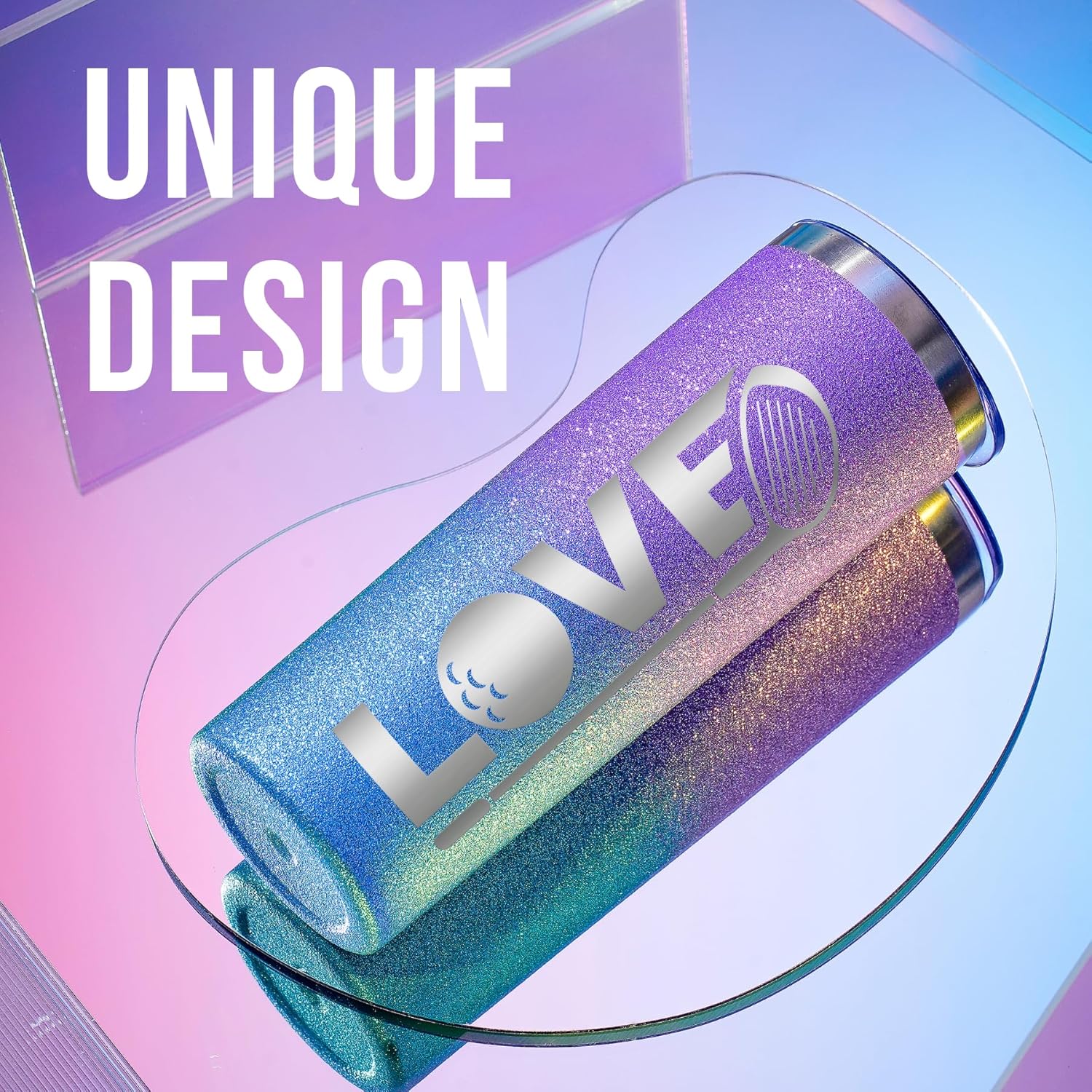 Onebttl Golf Gifts for Women - 20oz Stainless Steel Skinny Tumbler for Golf Lovers, Mom, Ladies - Birthday, Golfing, Gag Gift - Blue Purple Box Ready - Image 2