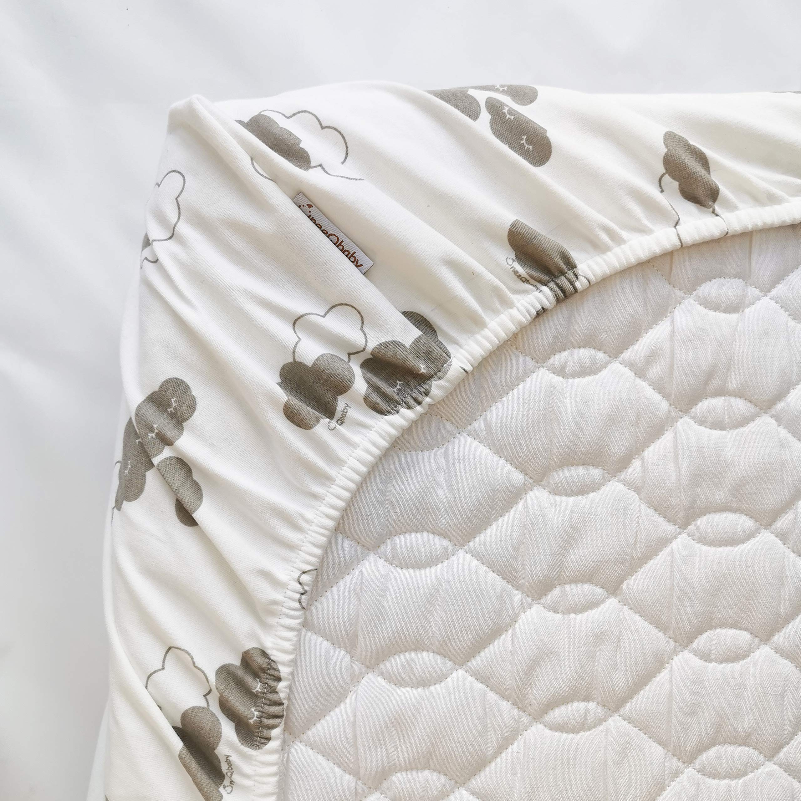 ÜneeQbaby Coprimaterasso Impermeabile Cotone Biologico GOTS Oeko-TEX Classe I 70x140cm Nuvole
