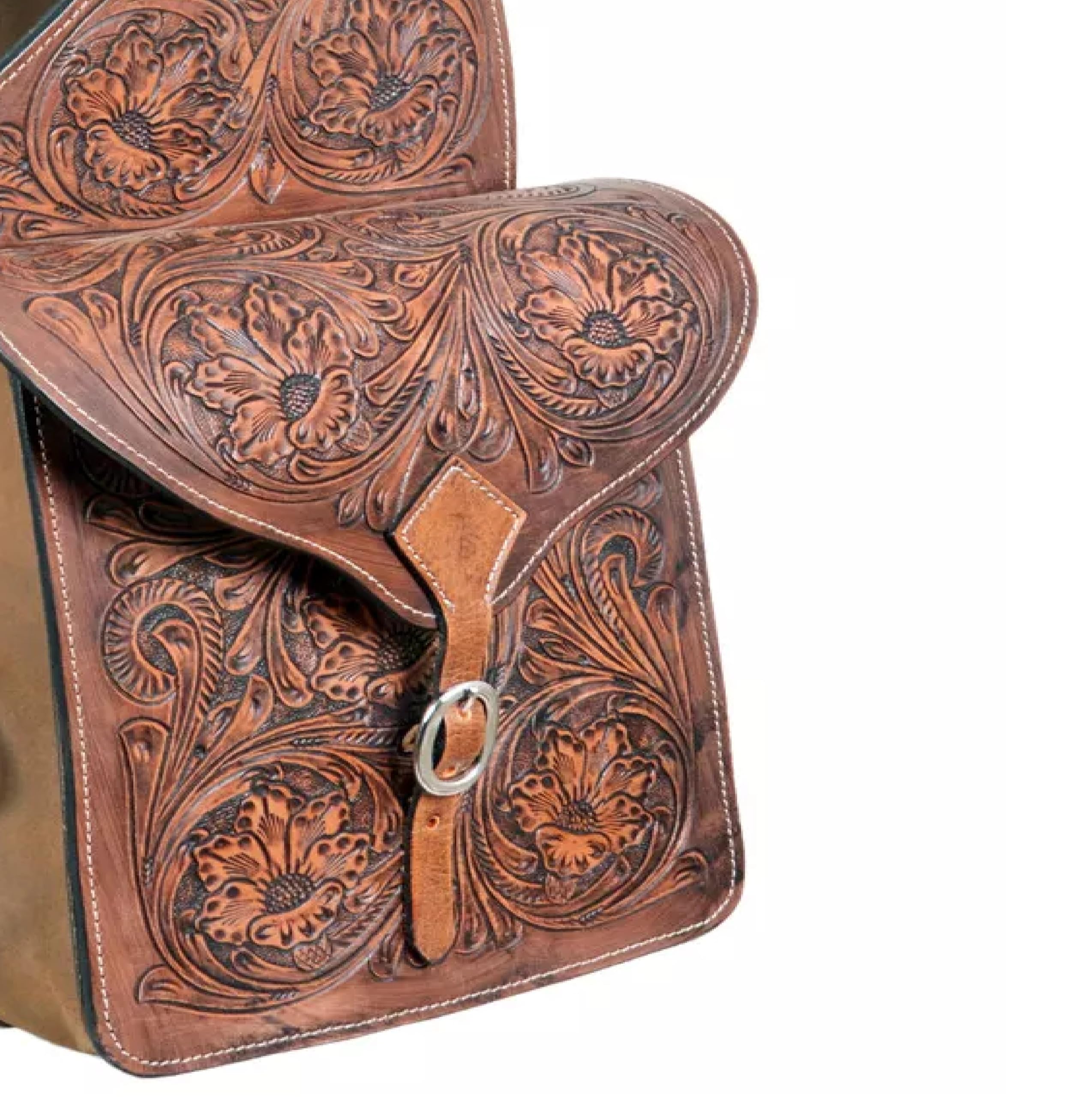 Western Handmade Western Horse Trail Riding Heavy Duty Genuine Leather Saddle Bag Carving, Size Carving Horse Saddle Bag Medium Oil Leather One Size (Black)