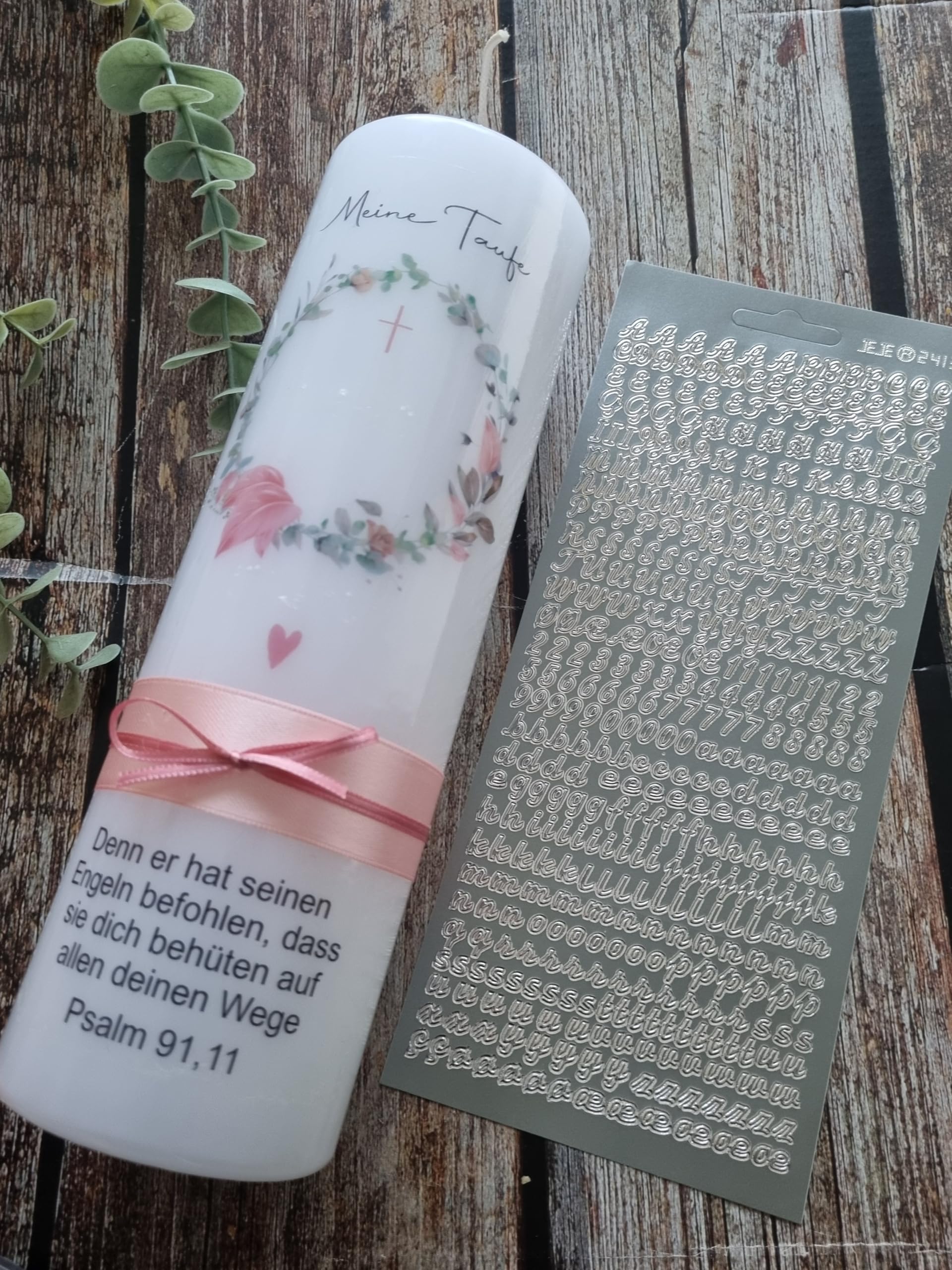 Candela di eucalipto, 25 x 7 cm, personalizzabile con nome e data del matrimonio, regalo di nozze