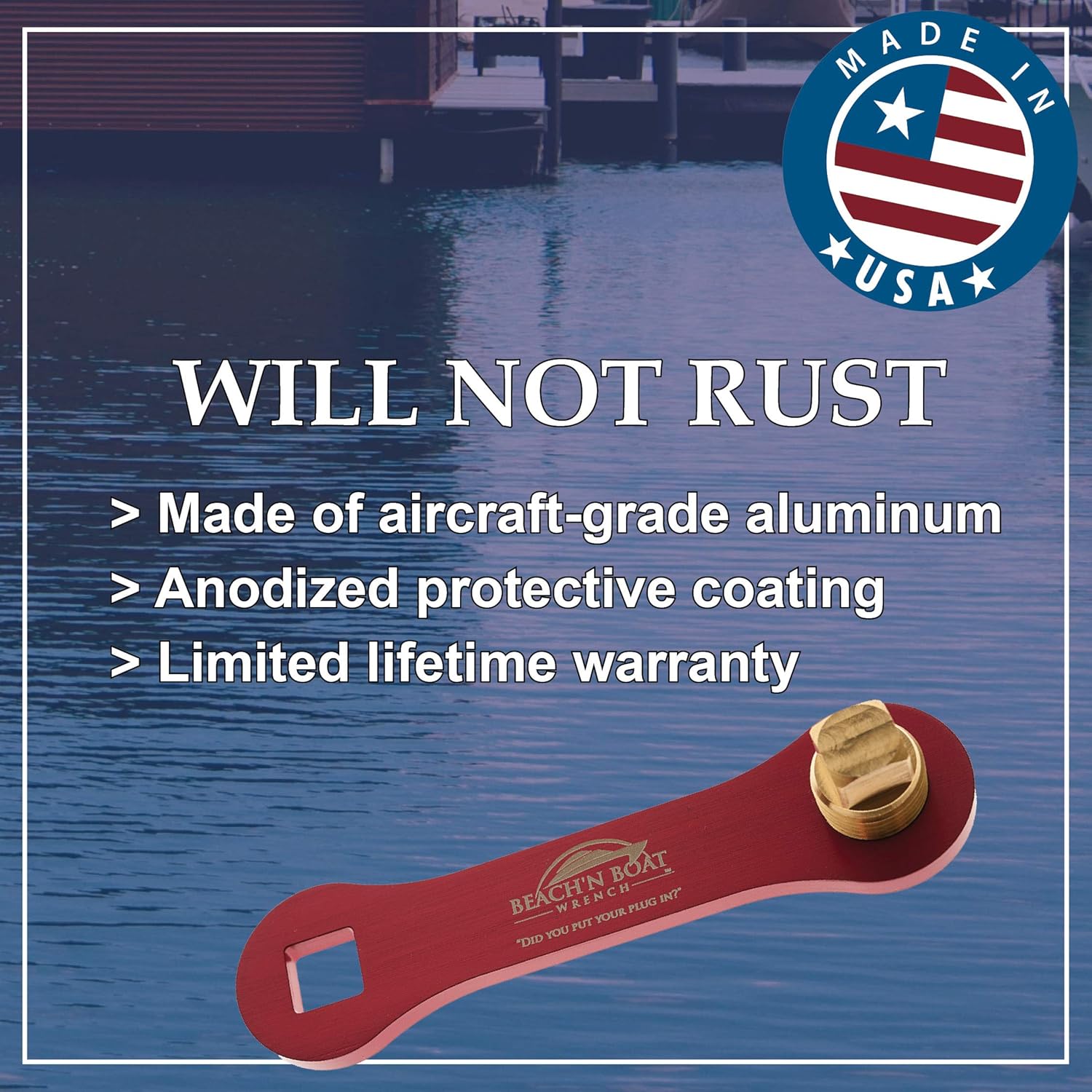 Elite Engineering USA Beach’N Boat Drain Plug Wrench for 1/2 inch NPT Plug, Includes Spare Brass Plug : Sports & Outdoors