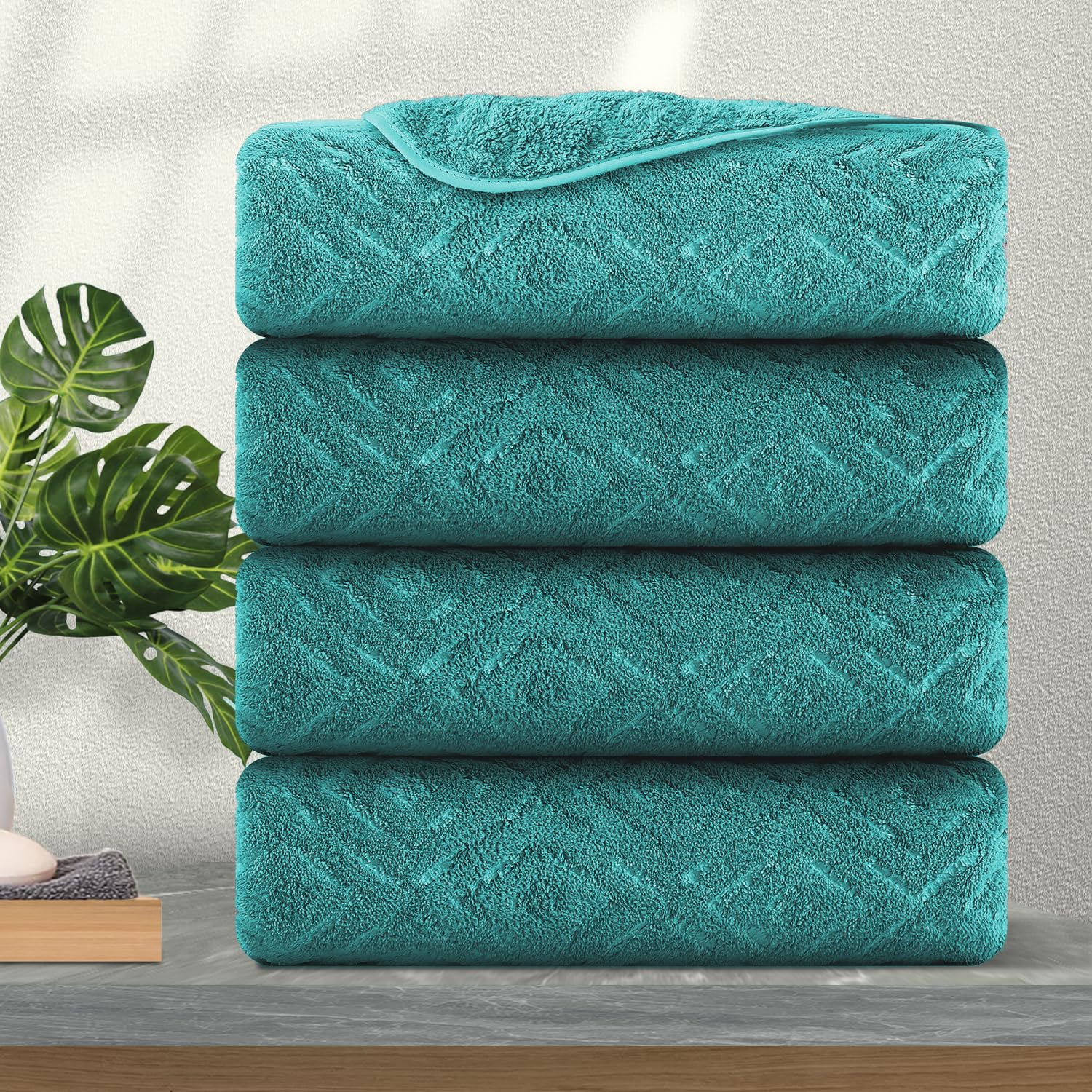 4 Pack Large Bath Towels Set 35"x70" Oversized Bath Sheet Chair Towels, 600 GSM Ultra Soft & Absorbent Towels for Bathroom, Quick Dry Towel for Gym Hotel Camp Pool Green Blue