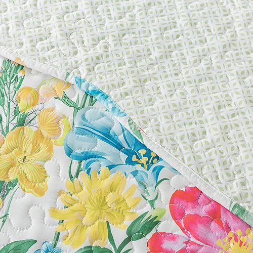 Vista 158 de NEWLAKE Juego de colcha de algodón, juego de colcha reversible de retazos, estampado real clásico turquesa, tamaño Queen Turquesa Clásico