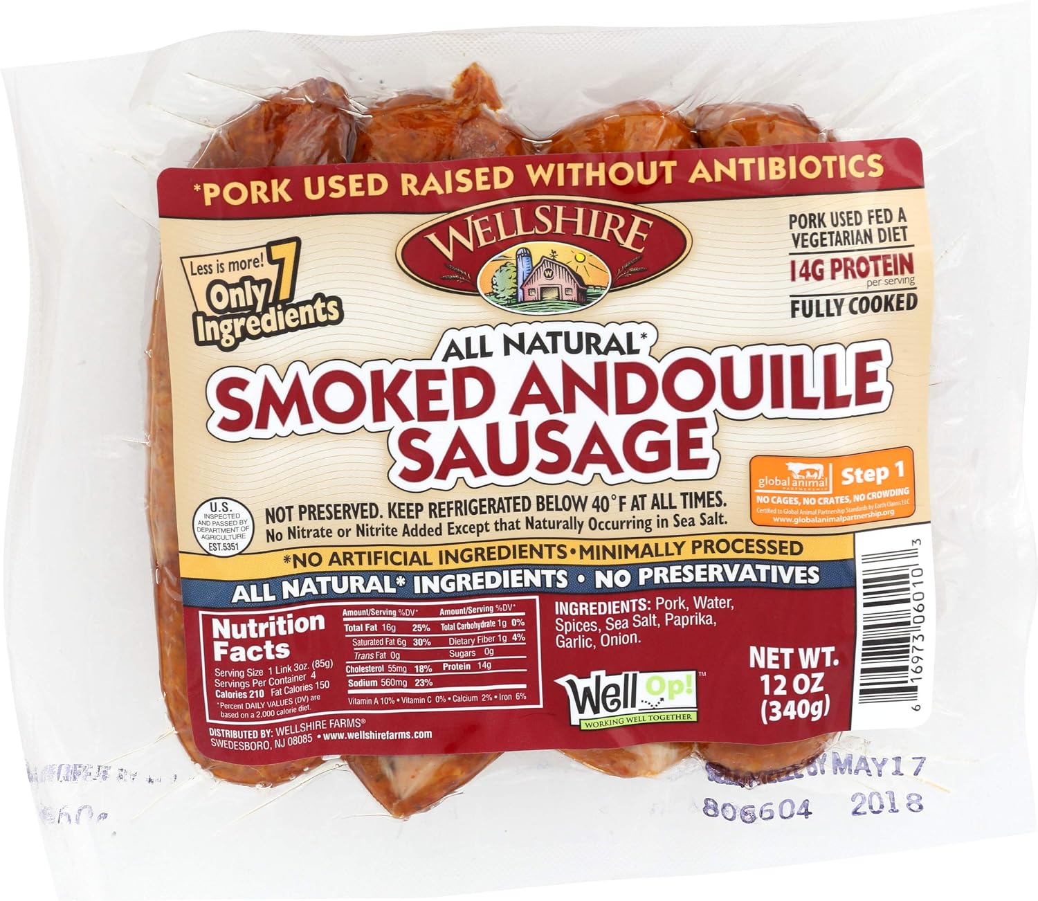 Wellshire Farms, Sausage Pork Andouille Step 1, 12 Ounce