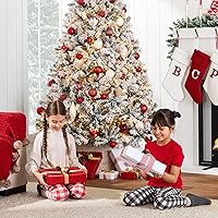 Vista 8 de Best Choice Products - Árbol de Navidad artificial, de 6 pies, iluminado previamente, con nieve, para casa, oficina, decoración de fiesta, 250 luces