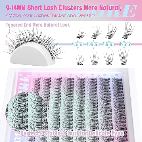 Miniatura 10 de Kit de extensión de pestañas esponjosas de rizo D, kit de extensión de pestañas con enlace de pestañas y removedor de volumen, extensiones de