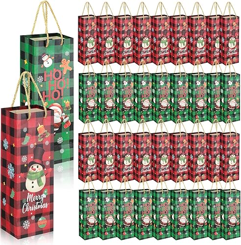 Sepamoon 36 paquetes de bolsas de regalo de vino de Navidad, bolsas de botellas de vino a cuadros de búfalo, bolsa de vino de Navidad, bolsa de disponible en Yaxa Costa Rica
