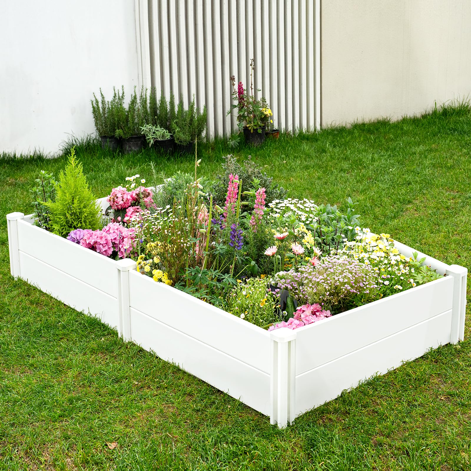 PASAMIC 8x4x1ft Vinyl Raised Garden Bed