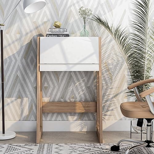 Miniatura 4 de 247 Shop at Home Fralick Farmhouse - Escritorio multifuncional de madera con 1 cajón con armario de almacenamiento abatible para estación de