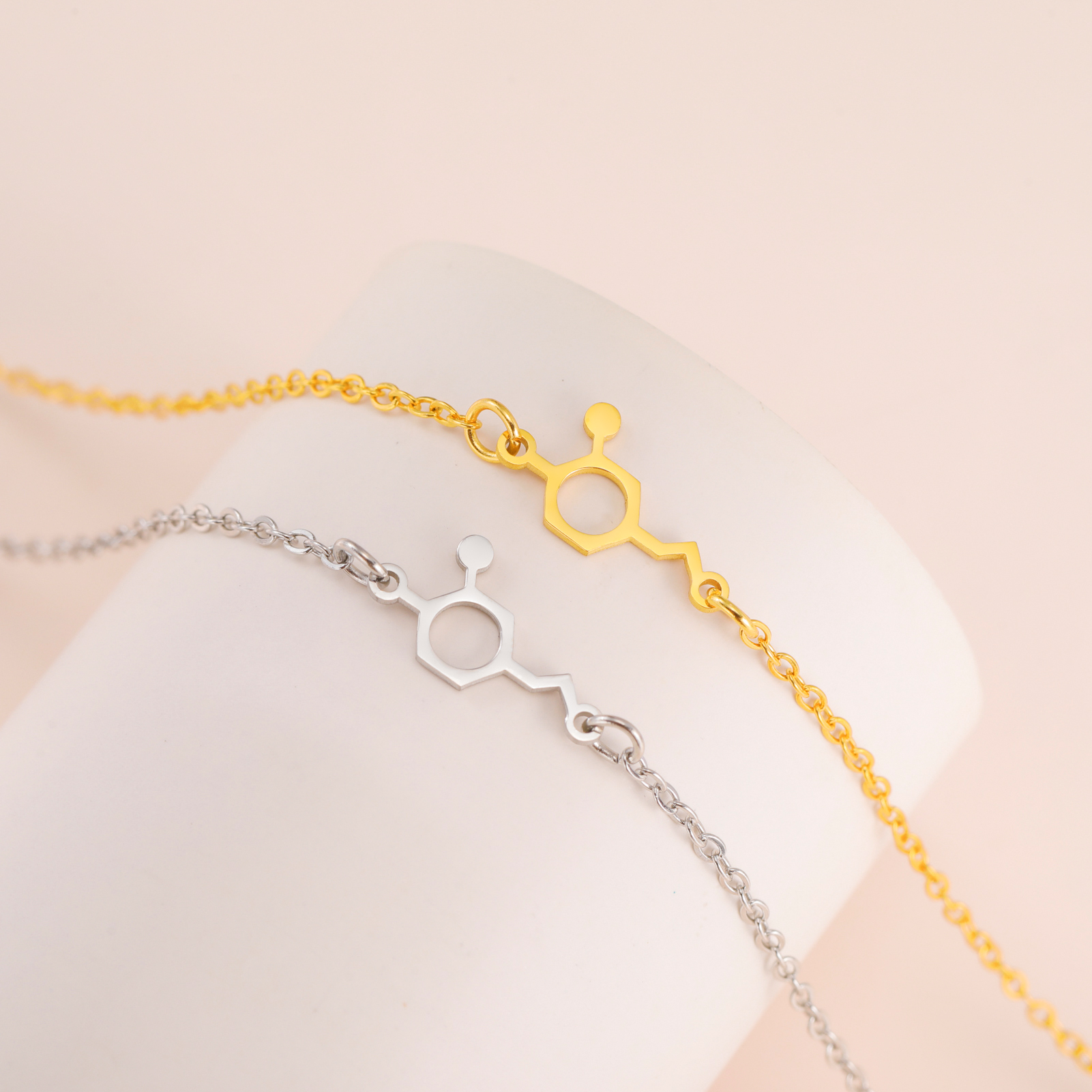 Collana Molecola Dopamina In Acciaio Inox: Gioiello Minimal Scientifico Per Scienziati, Chimici, Donne E Uomini, Idea Regalo Unica - 3