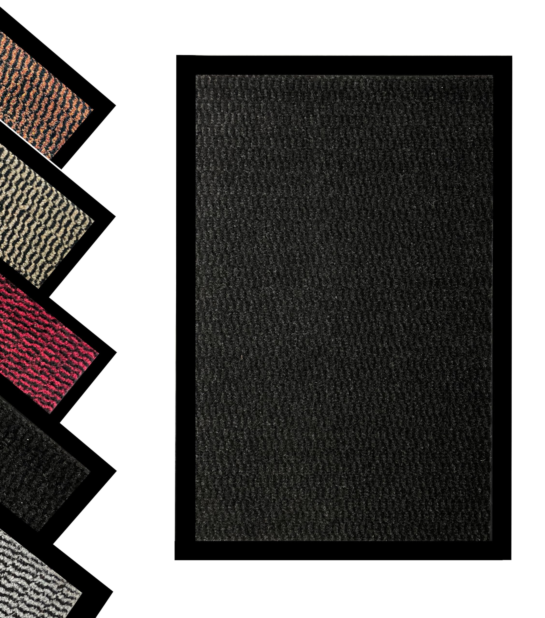Pagnanno. - Dirt Trapper Door Mat - Indoor/Outdoor non-slip Washable Barrier Door Mat, Heavy Duty Entrance Rug Shoes Scraper, Super Absorbent Front Doormat Carpet (Black, 50x80cm (Pack of 2))