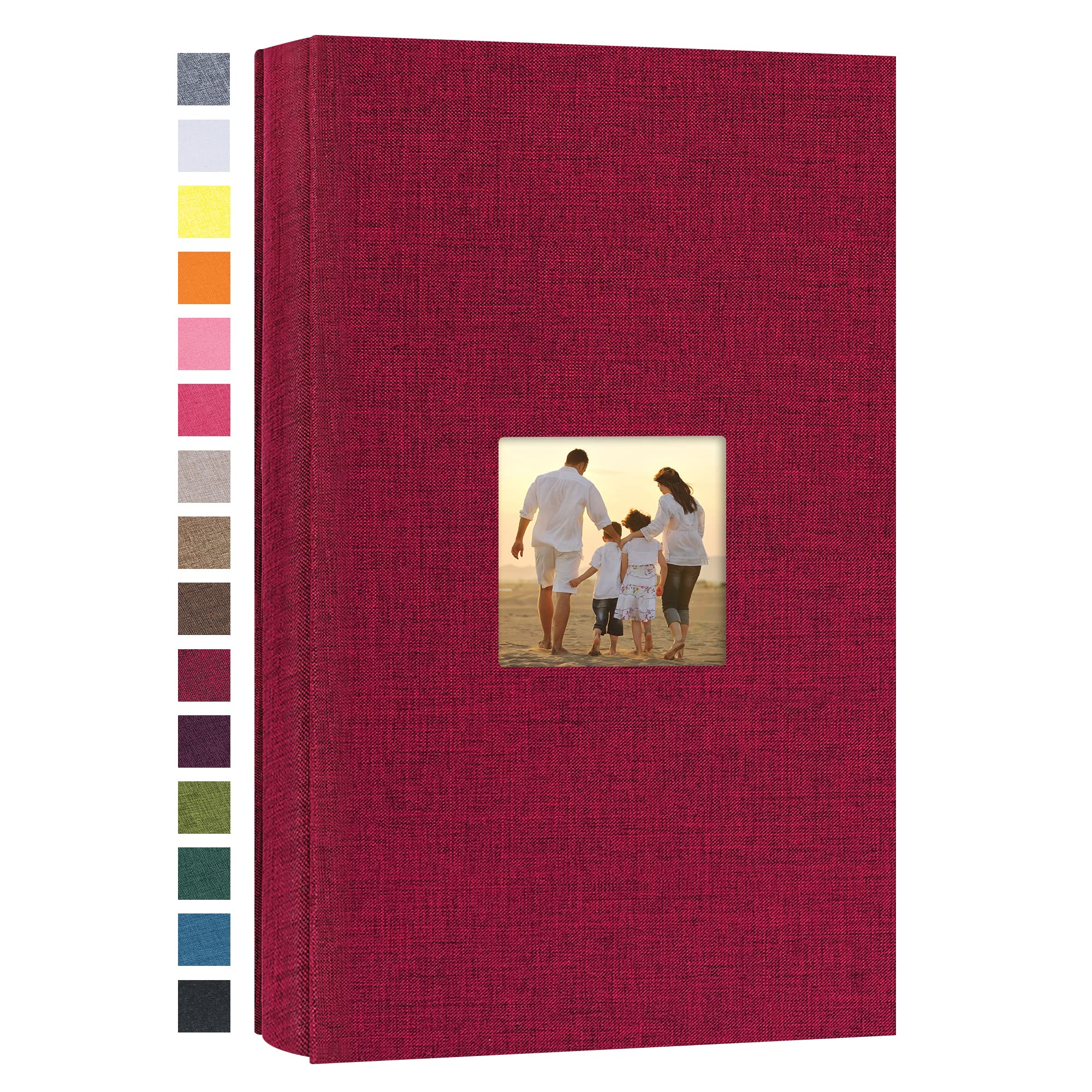 potricher Small Photo Album 4x6 300 Photos Linen Cover Picture Photo Book for Family Wedding Anniversary Baby Vacation (Red,300 Pockets)