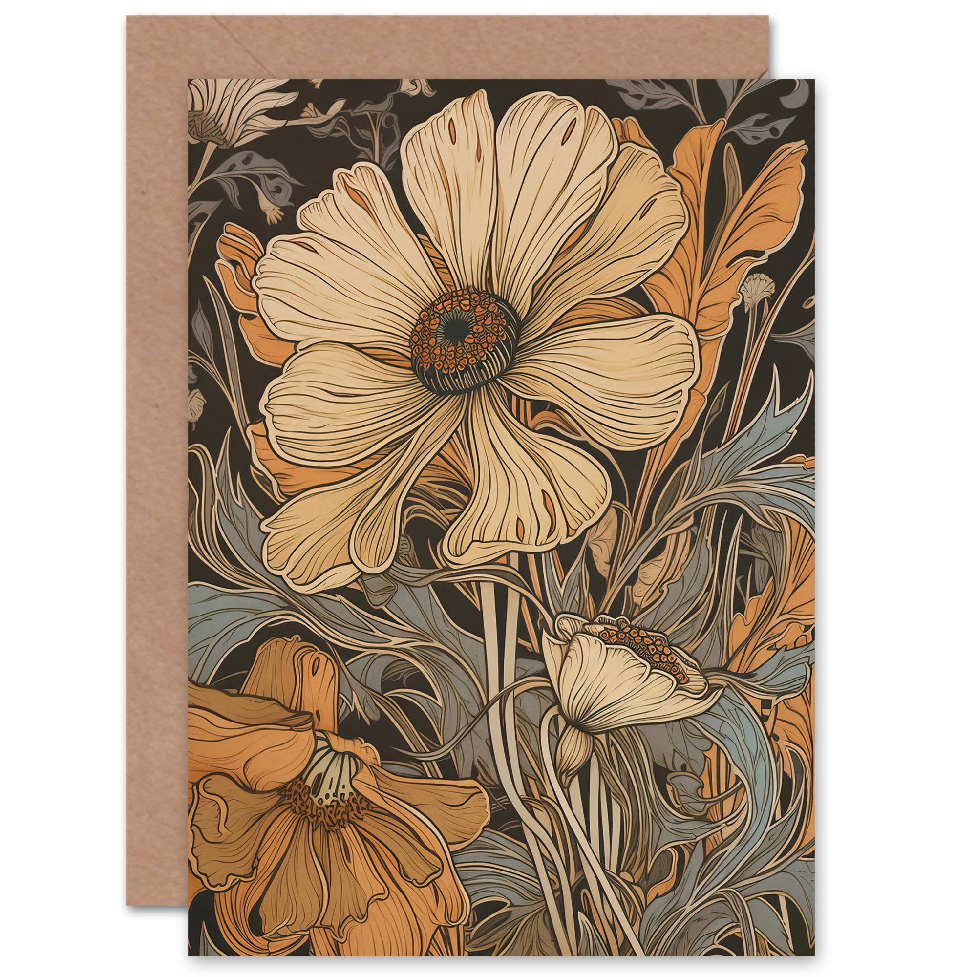 Artery8 Spring Wildflowers Pastel Earthy for Wife Her Mum Sister Daughter Mom Gran Nan Birthday Thank You Congratulations Blank Art Greeting Card